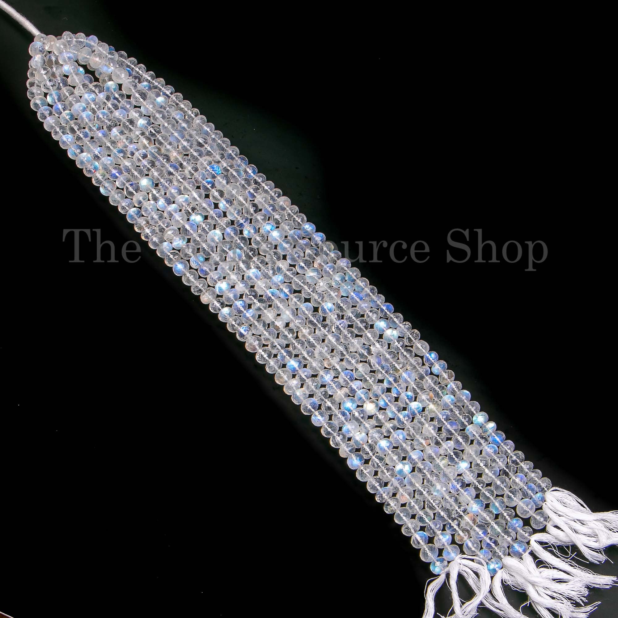 8-8.5mm Natural Rainbow Moonstone Faceted Rondelle Shape Beads, Moonstone Beads