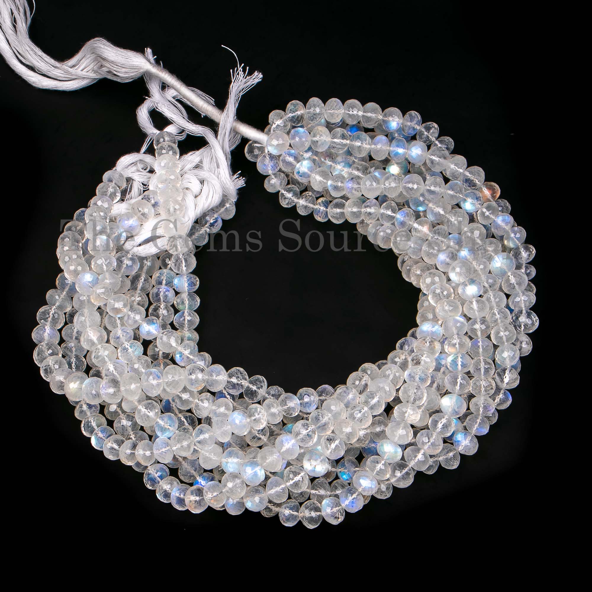 8-8.5mm Natural Rainbow Moonstone Faceted Rondelle Shape Beads, Moonstone Beads