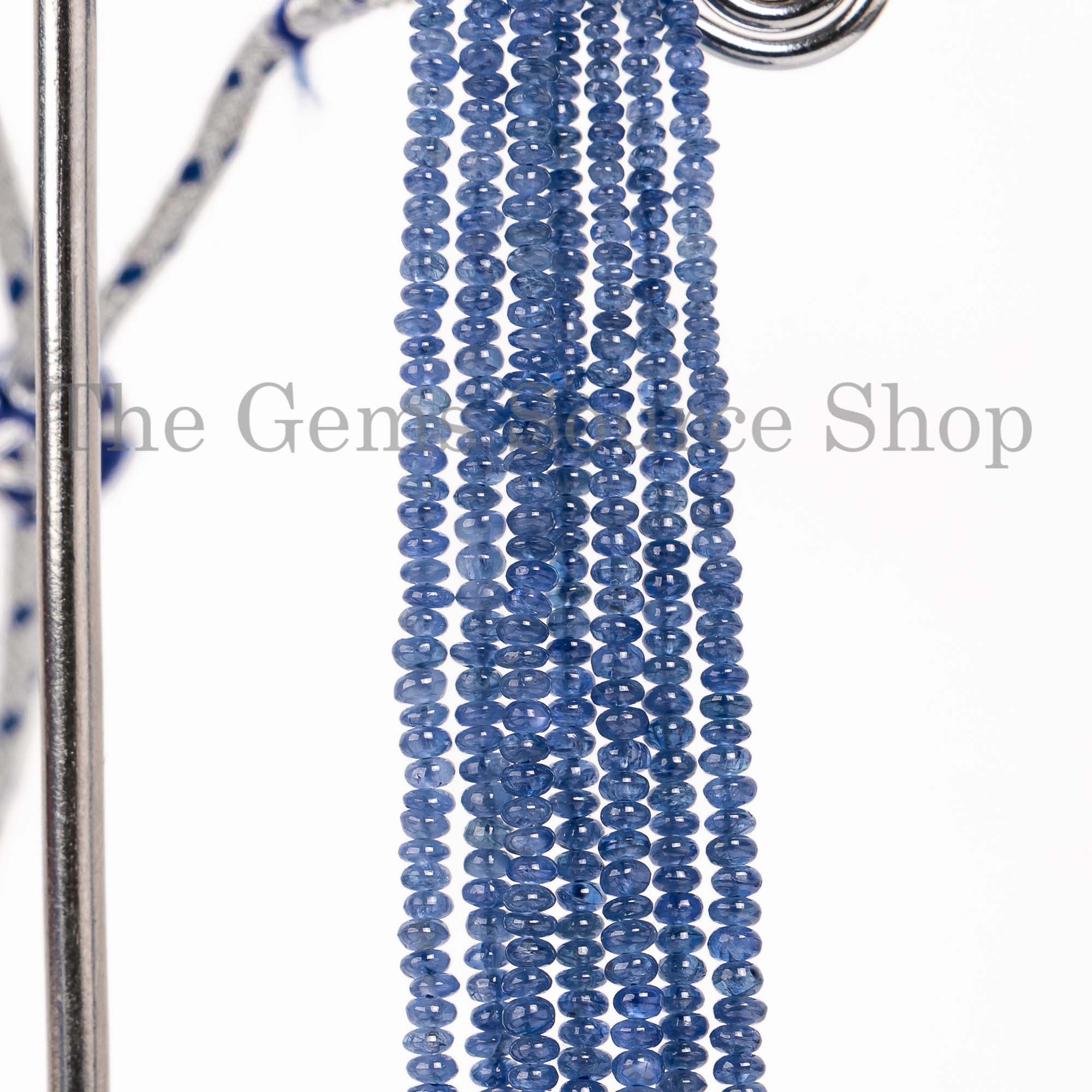 Blue Sapphire Burmese Beads Necklace, Blue Sapphire Smooth Rondelle Beads Necklace, Gemstone Jewelry