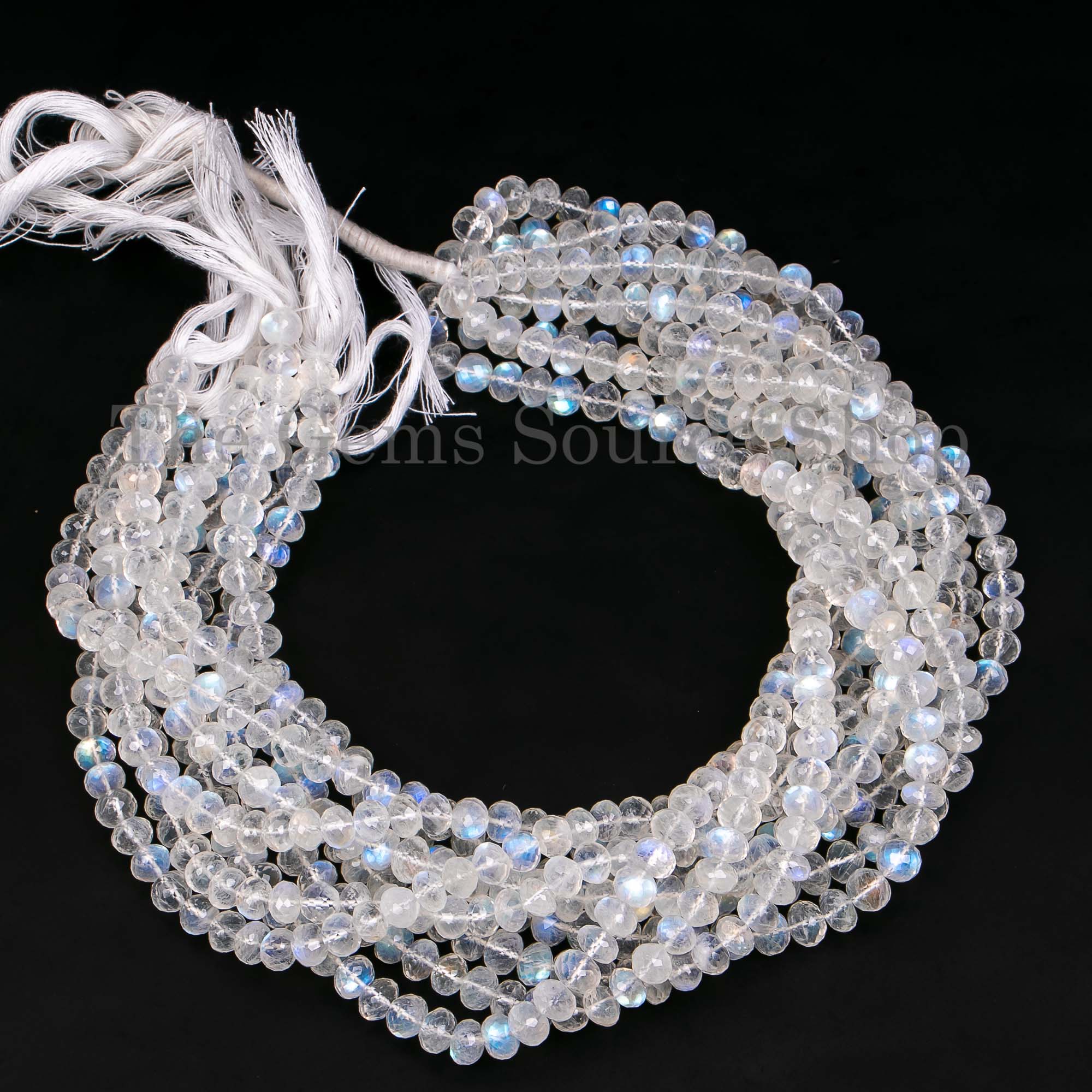 Super Top Quality Rainbow Moonstone Faceted Rondelle Shape Beads, Moonstone Beads