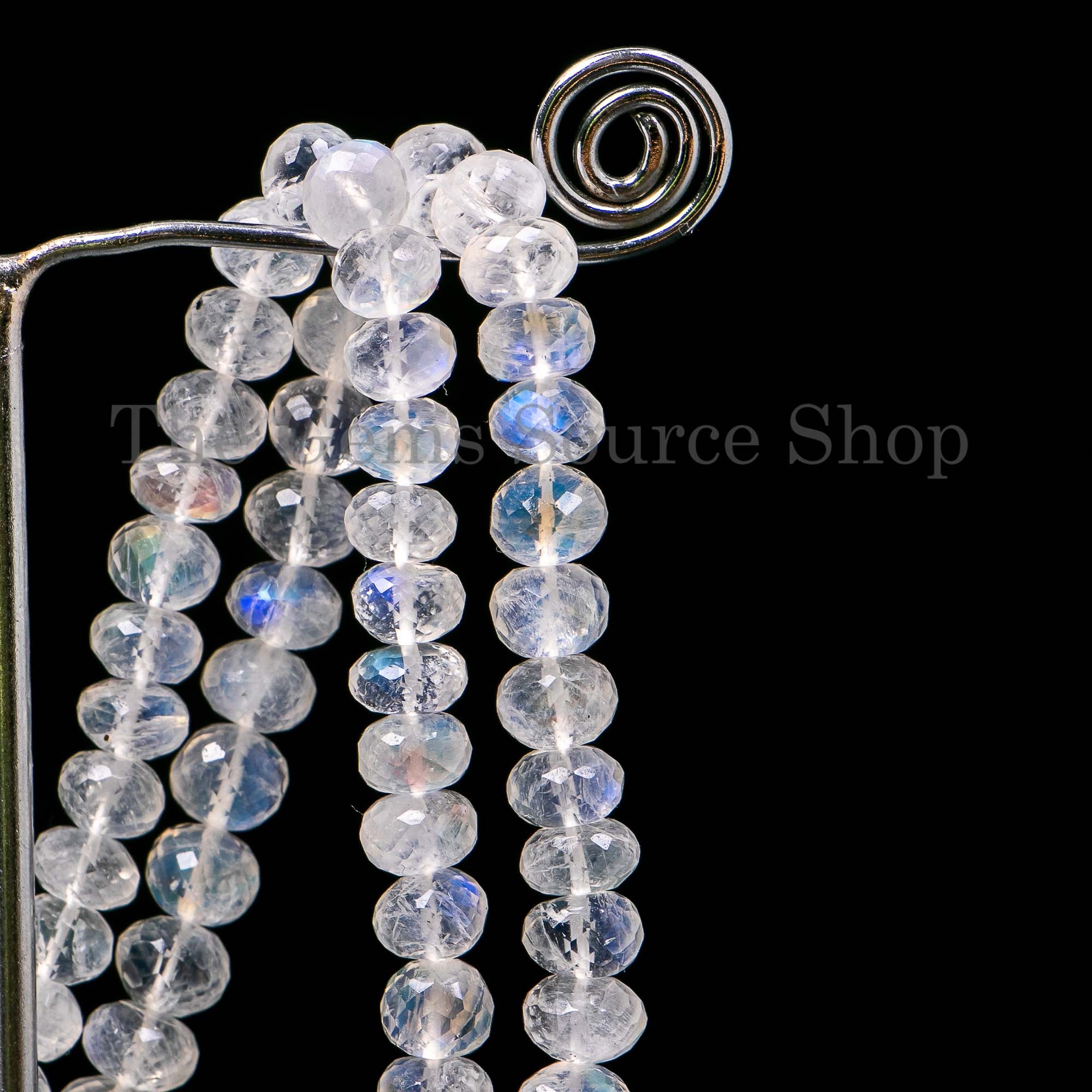 Super Top Quality Rainbow Moonstone Faceted Rondelle Shape Beads, Moonstone Beads