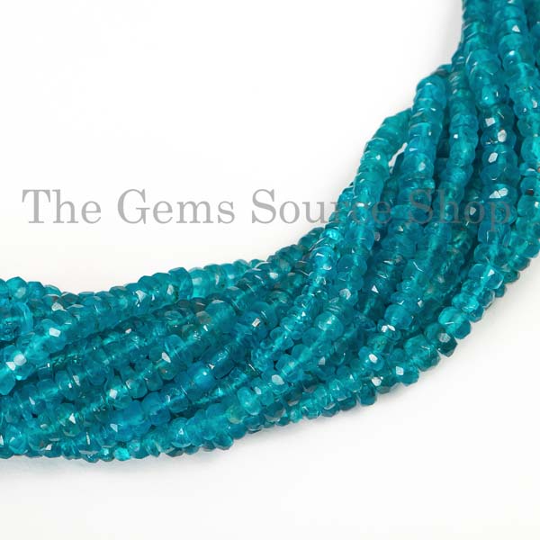 Natural Neon Apatite Faceted Rondelle Beads, Wholesale Gemstone Beads, Rondelle Beads