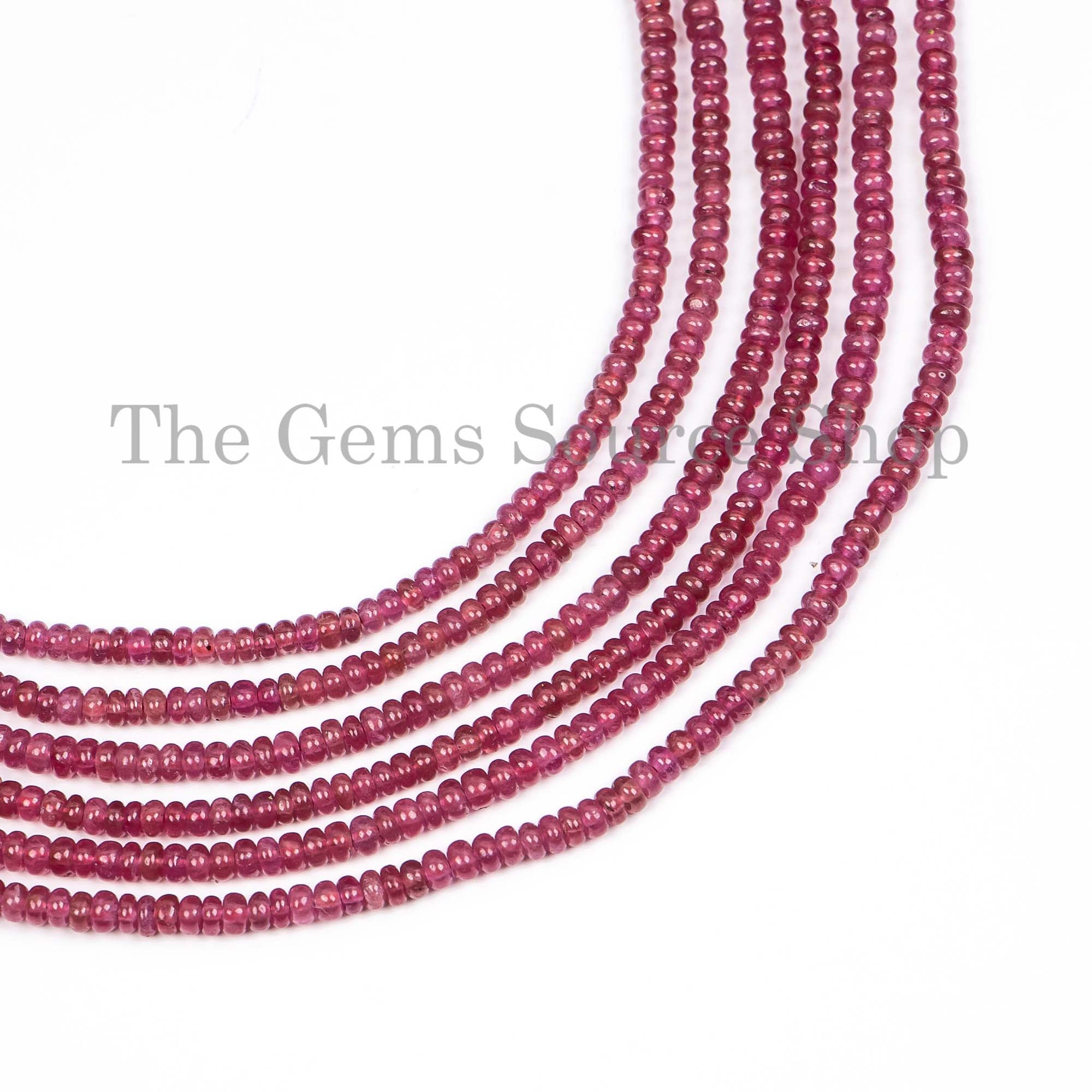 3mm Natural Ruby Smooth Plain Rondelle, Ruby Beads, Ruby Rondelle Beads