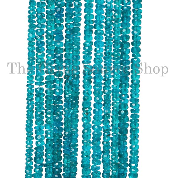 Natural Neon Apatite Faceted Rondelle Beads, Wholesale Gemstone Beads, Rondelle Beads