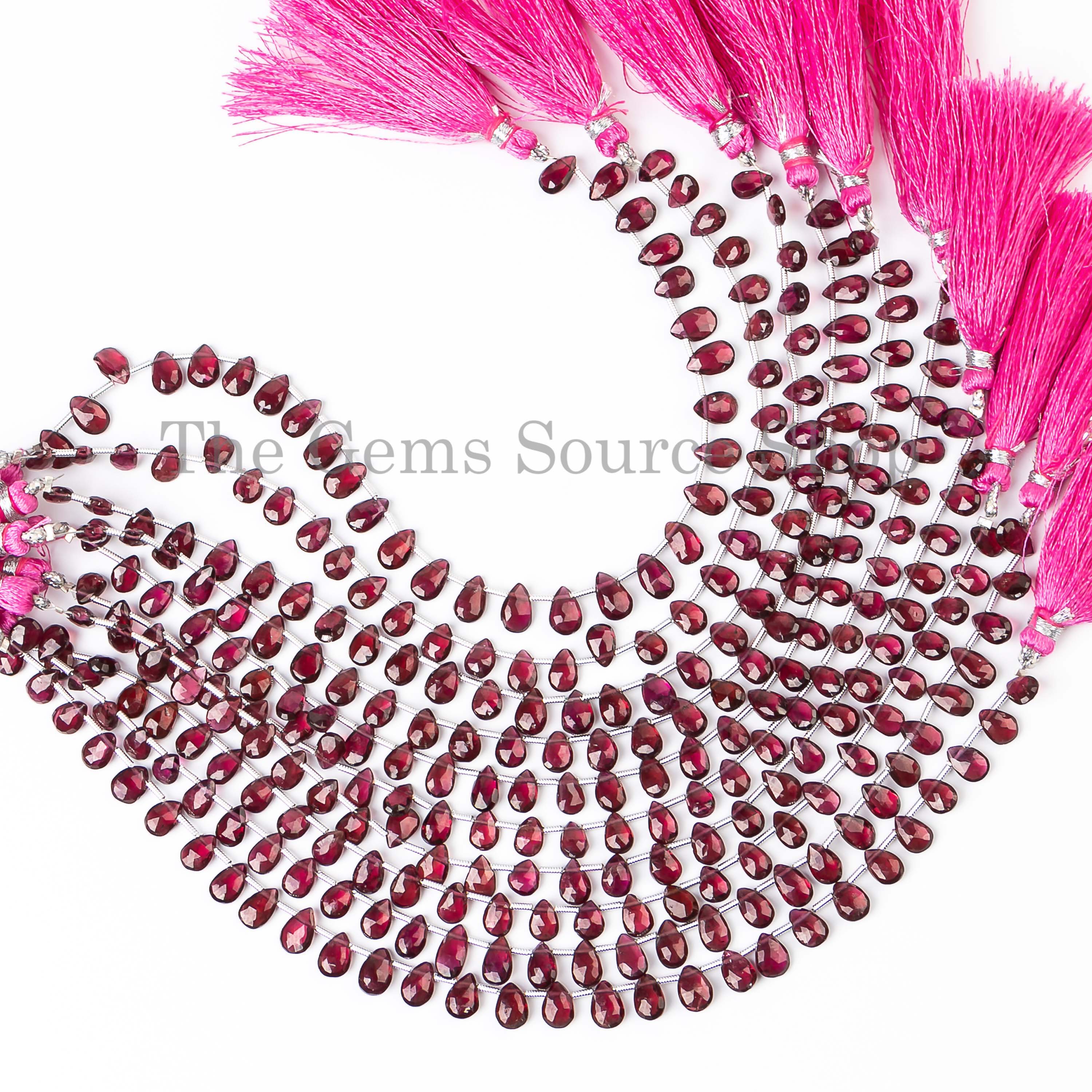 Rhodolite Garnet Faceted Pear Shape Beads, Side Drill Pear Beads, Garnet Briolette Beads