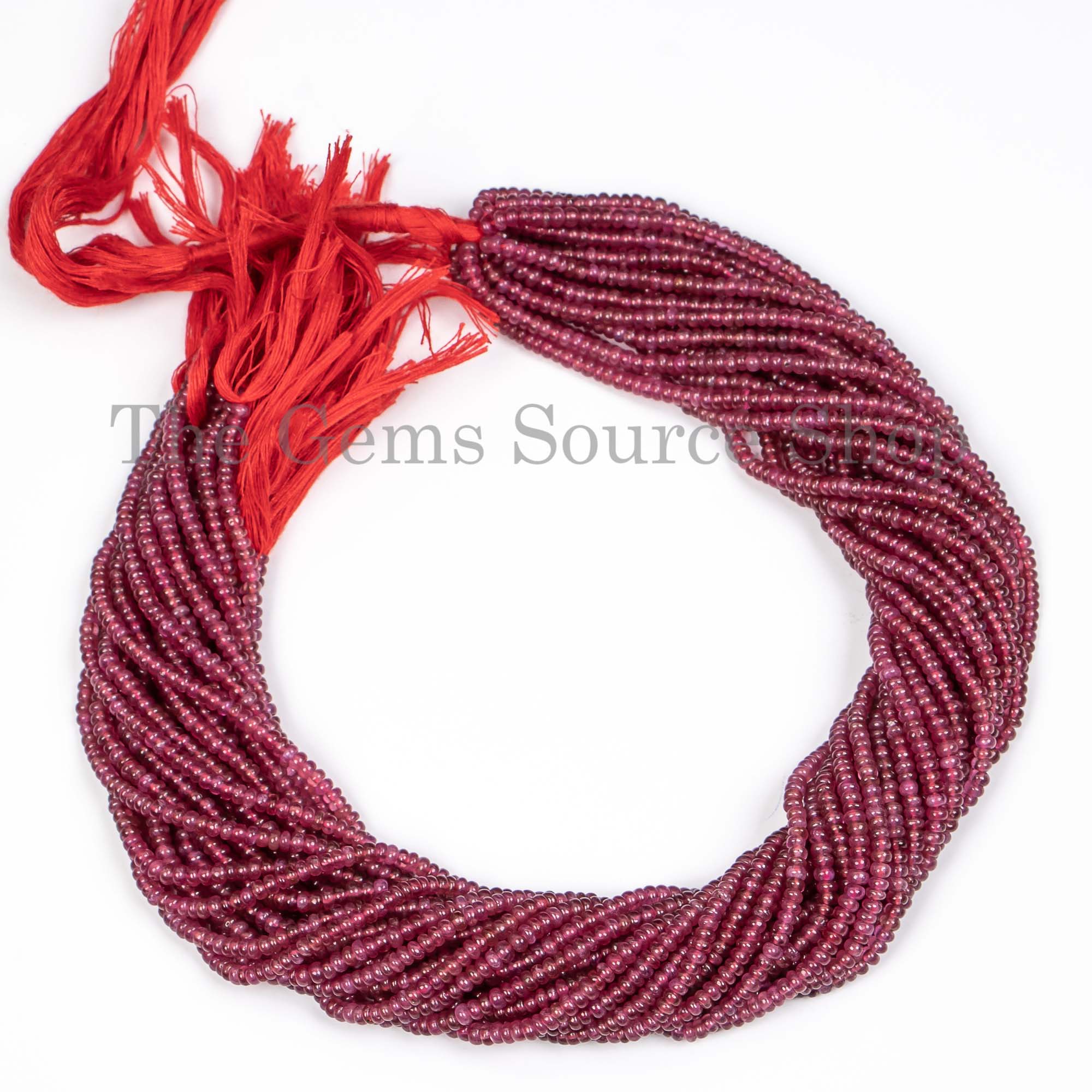 3mm Natural Ruby Smooth Plain Rondelle, Ruby Beads, Ruby Rondelle Beads