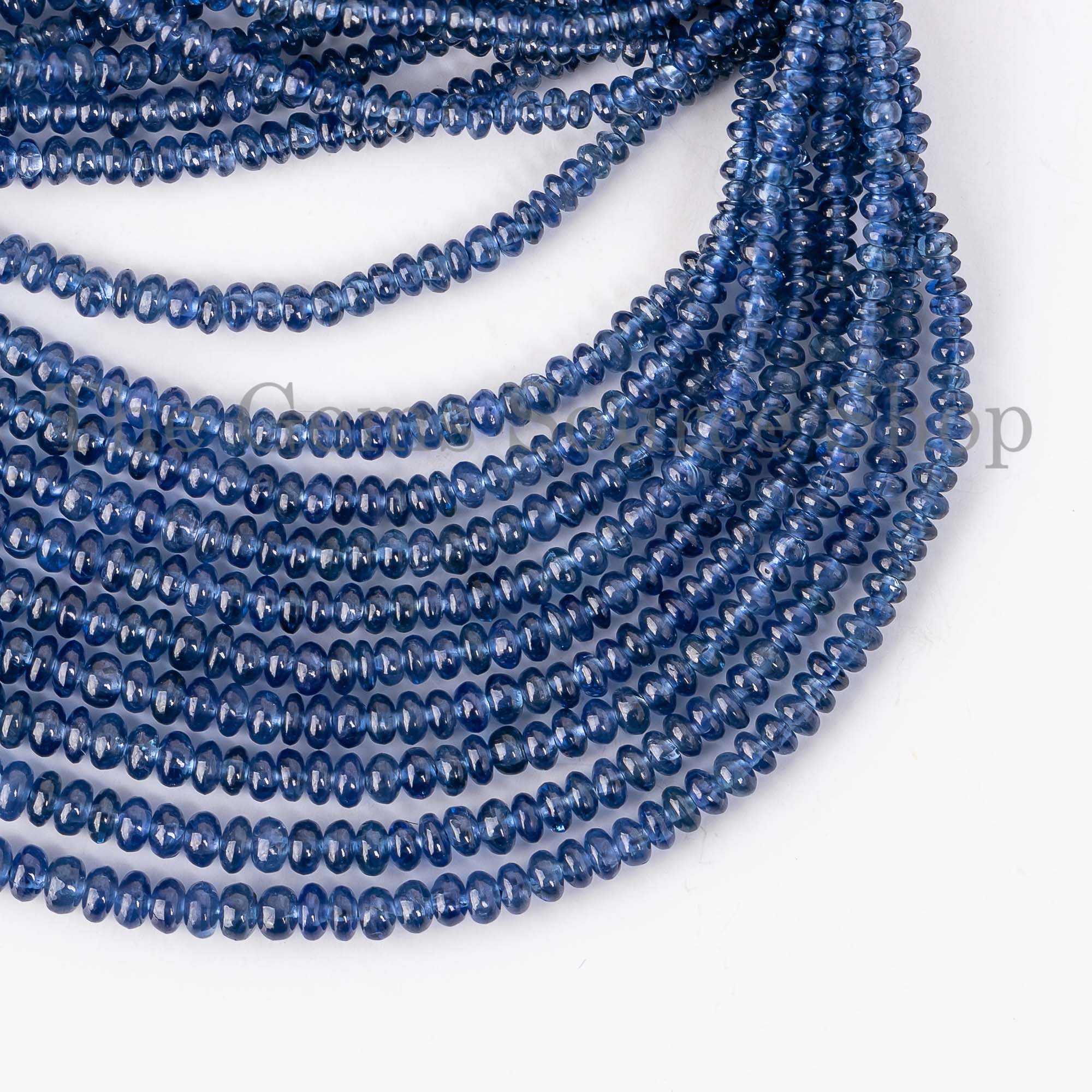 Natural Burmese Blue Sapphire Beads, Blue Sapphire Smooth Rondelle Beads, Plain Blue Sapphire Beads