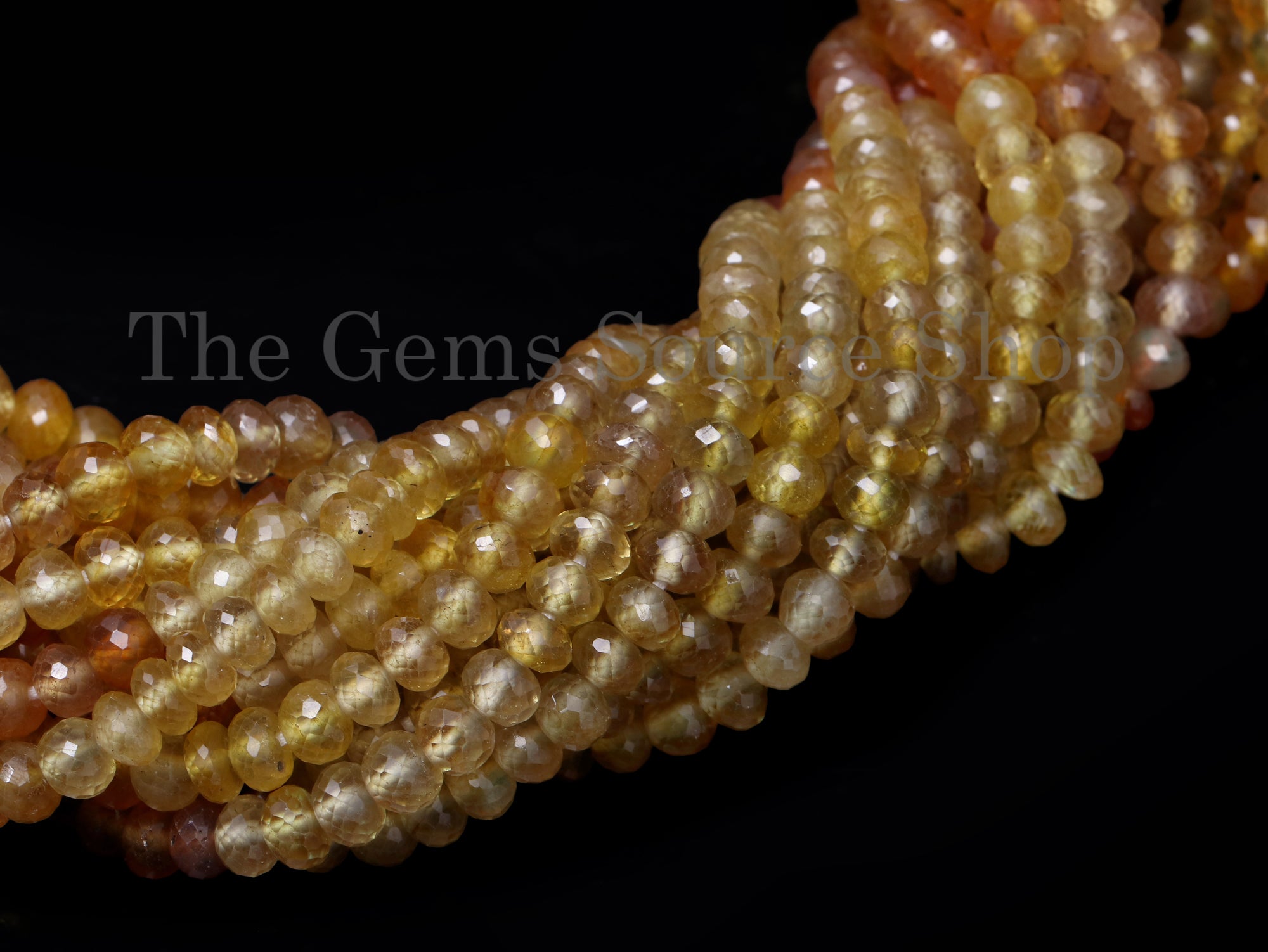Yellow Sapphire Beads, Sapphire Faceted Beads, Sapphire Rondelle Beads, Sapphire Gemstone Beads
