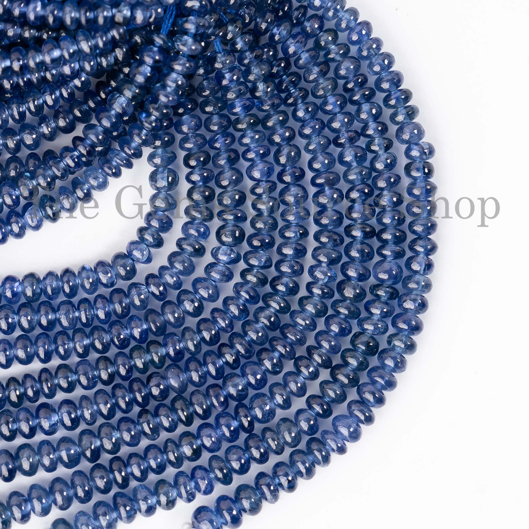 Natural Burmese Blue Sapphire Beads, Blue Sapphire Smooth Beads, Blue Sapphire Rondelle Beads