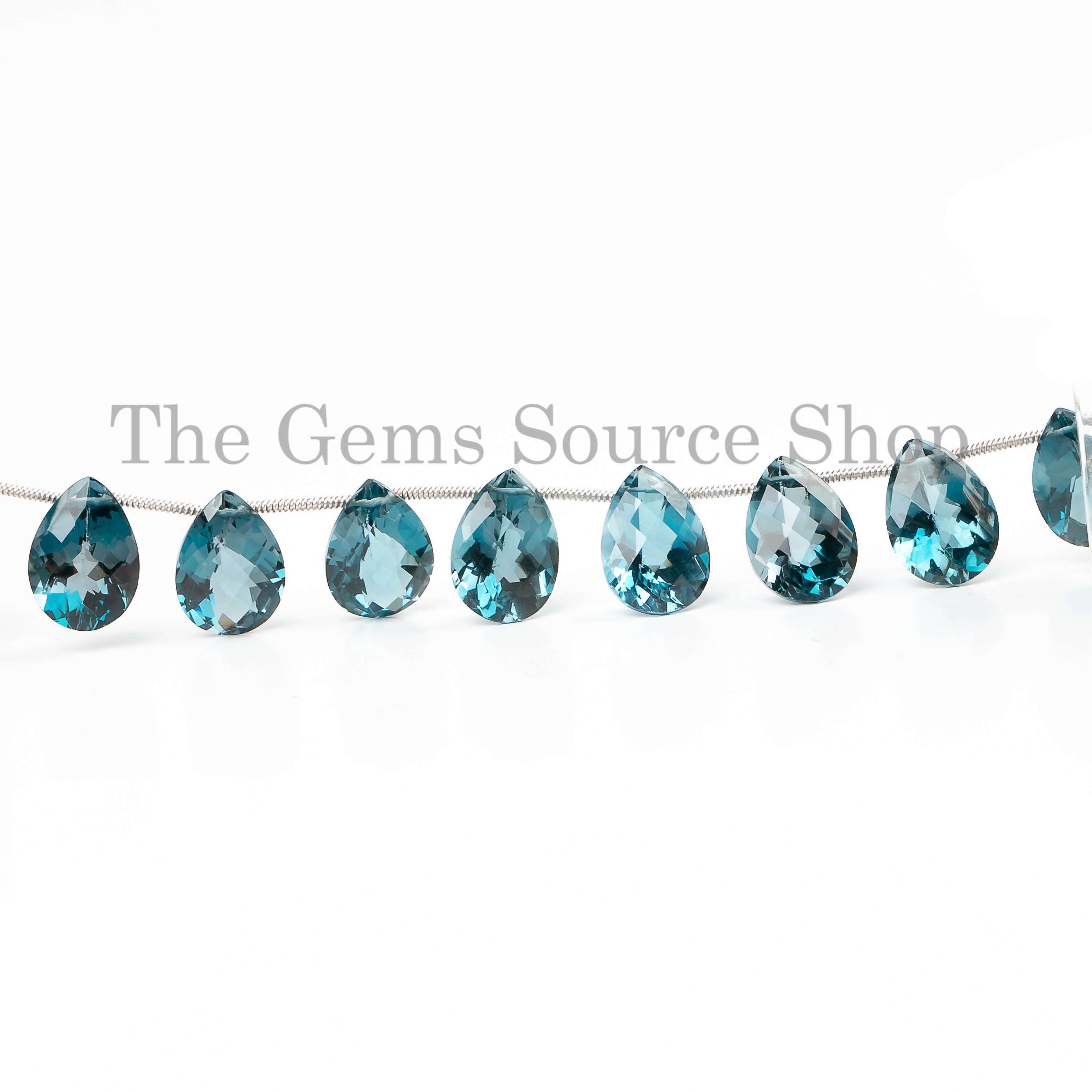 Extremely Rare London Blue Topaz Faceted Pear Shape Gemstone Beads