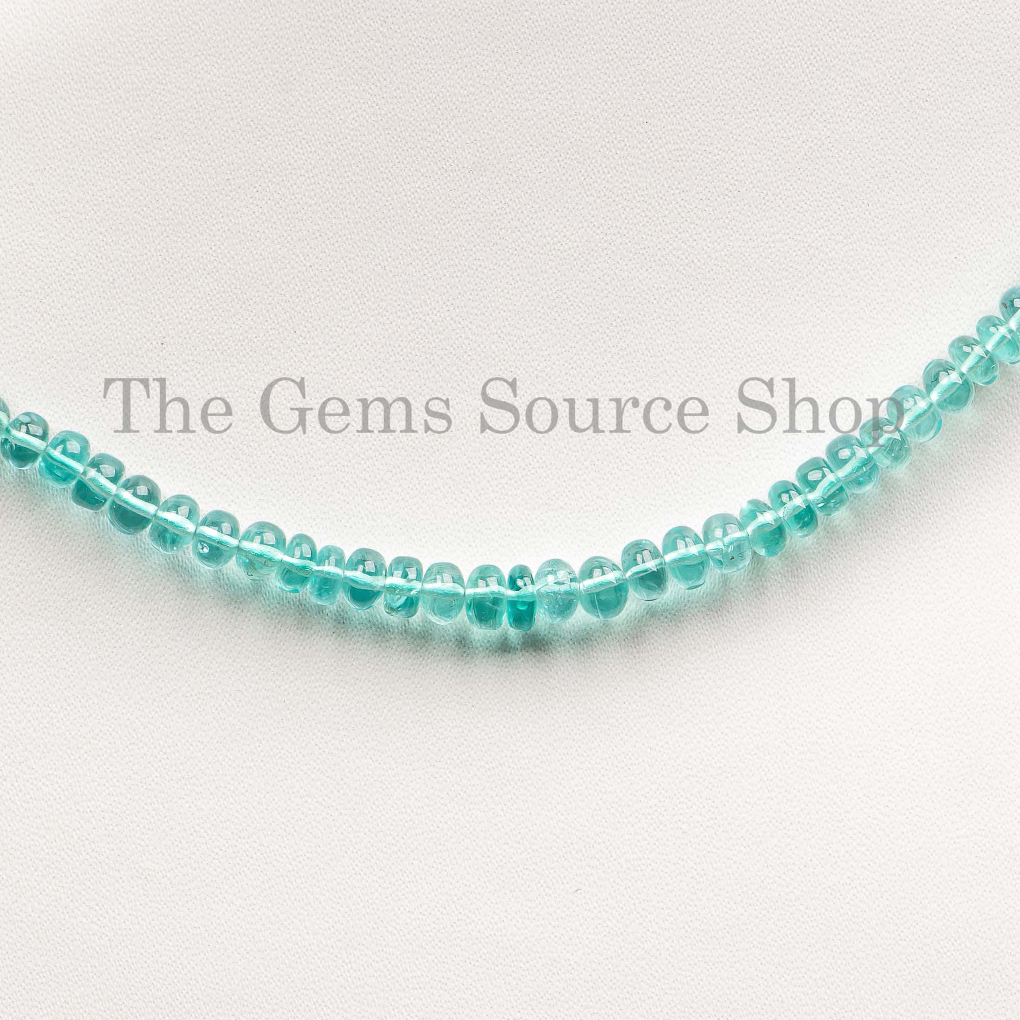 Natural Apatite Smooth Rondelle Shape Beads Necklace, Plain Apatite Necklace