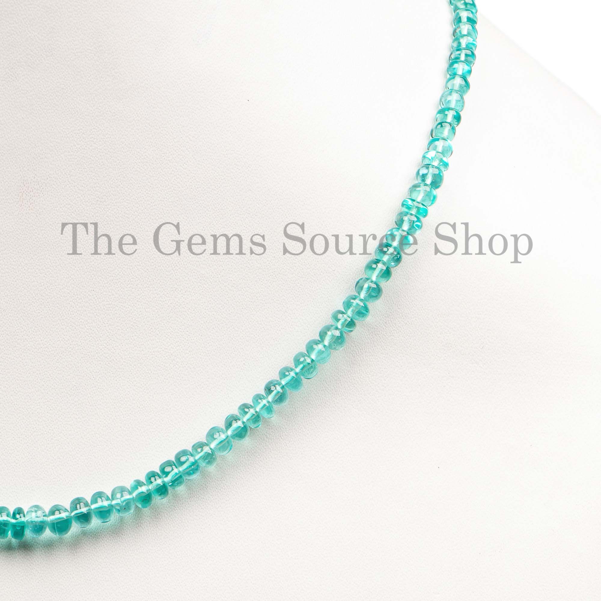 Natural Apatite Smooth Rondelle Shape Beads Necklace, Plain Apatite Necklace