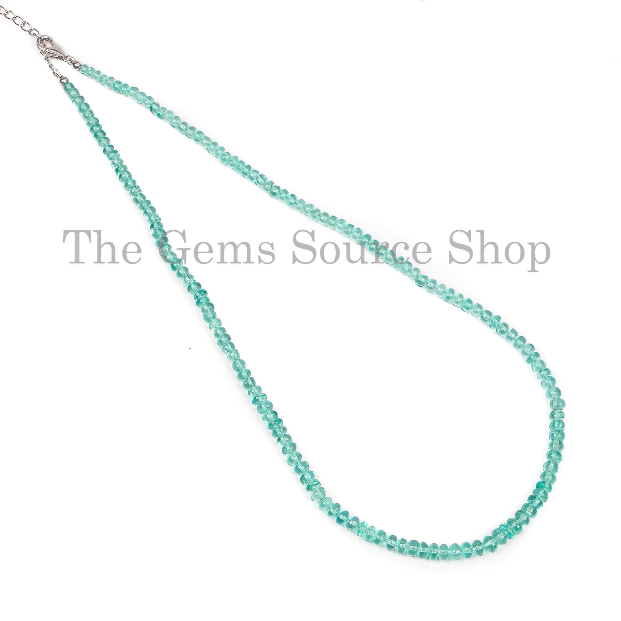 Natural Apatite Smooth Rondelle Shape Beads Necklace, Plain Apatite Necklace