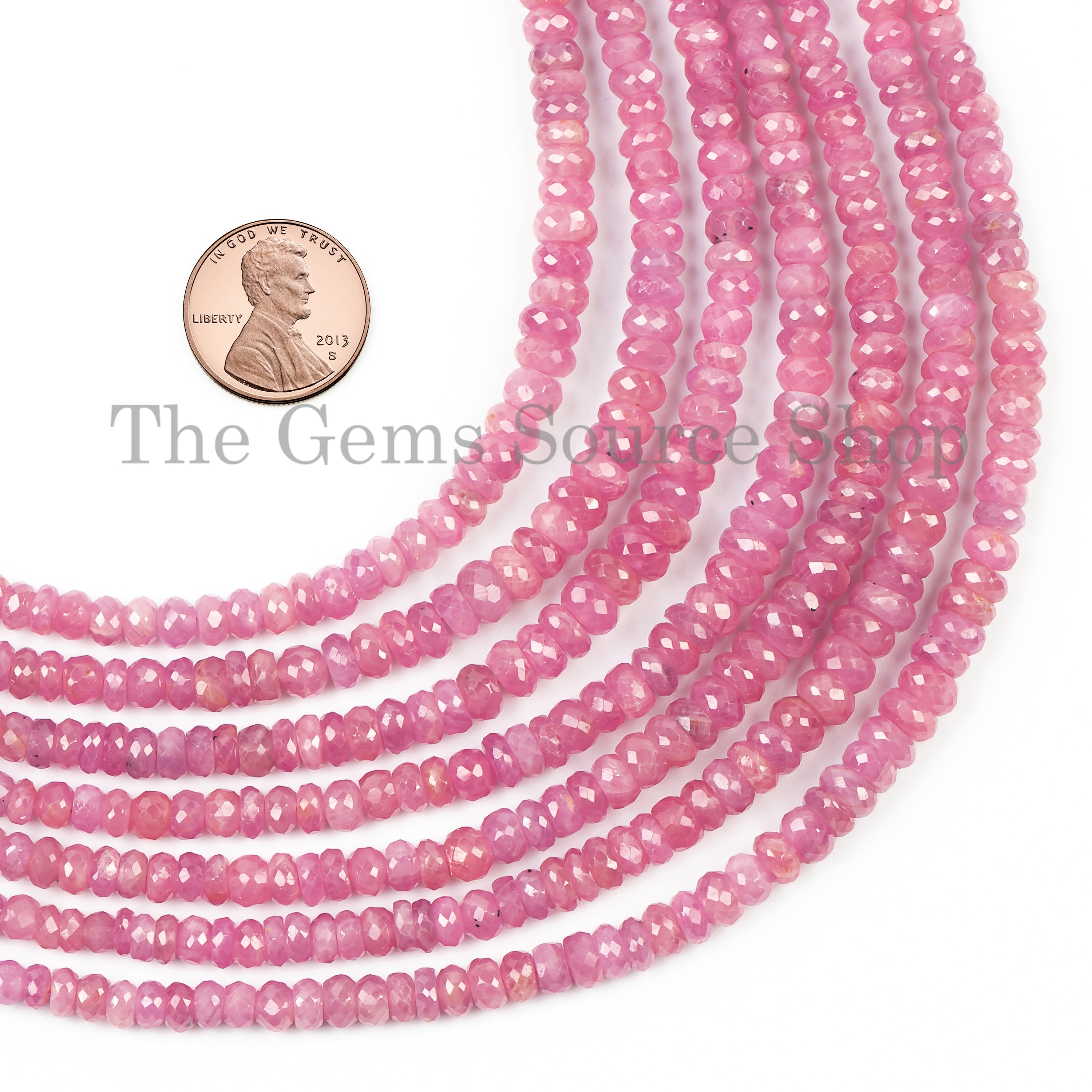 4-6mm Pink Sapphire Beads, Pink Sapphire Faceted Rondelle Beads, Sapphire Rondelle Beads, Faceted Sapphire Beads, Pink Sapphire Gemstone