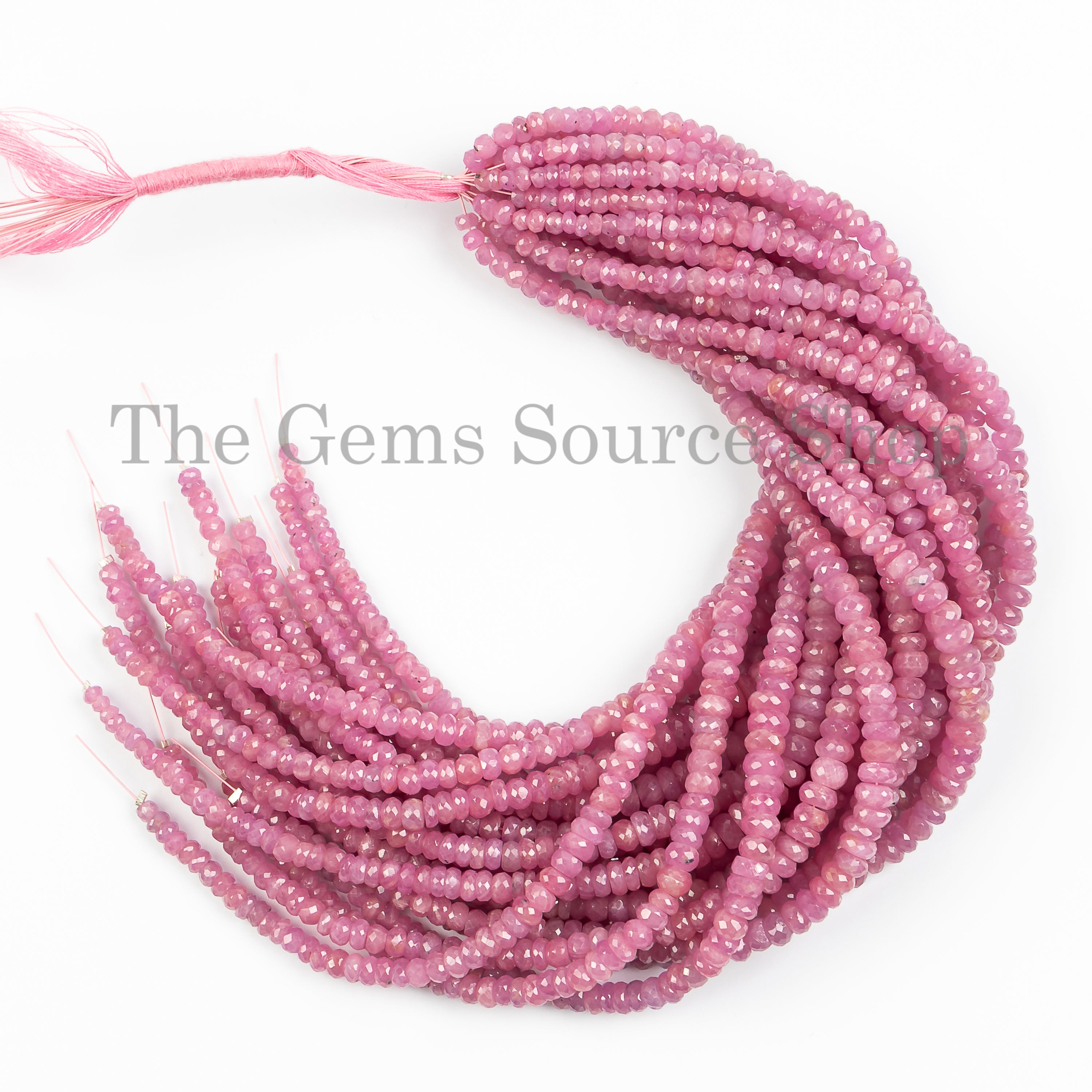 4-6mm Pink Sapphire Beads, Pink Sapphire Faceted Rondelle Beads, Sapphire Rondelle Beads, Faceted Sapphire Beads, Pink Sapphire Gemstone