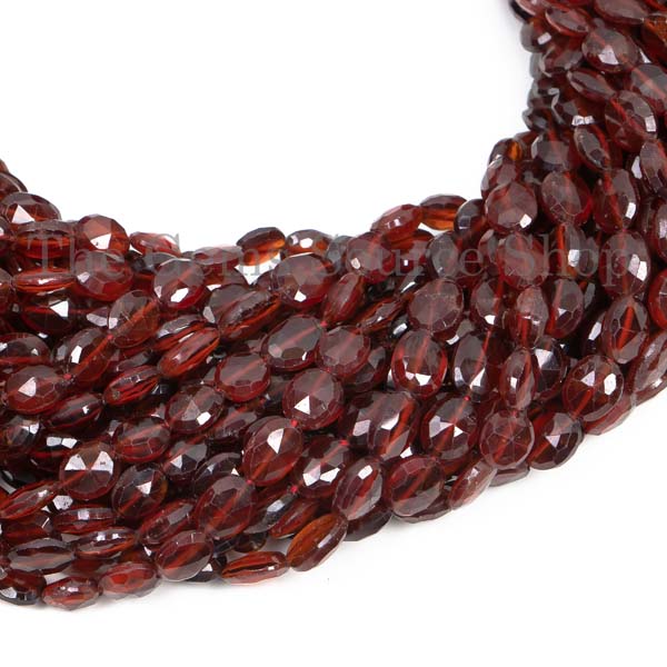 Natural Hessonite Garnet Faceted Oval Briolette, Oval Shape Beads, Garnet Gemstone Beads