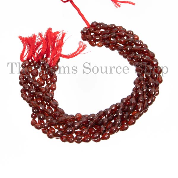 Hessonite Garnet Faceted Drop Beads, Tear Drop Briolette, Straight Drill Beads, Gemstone Beads