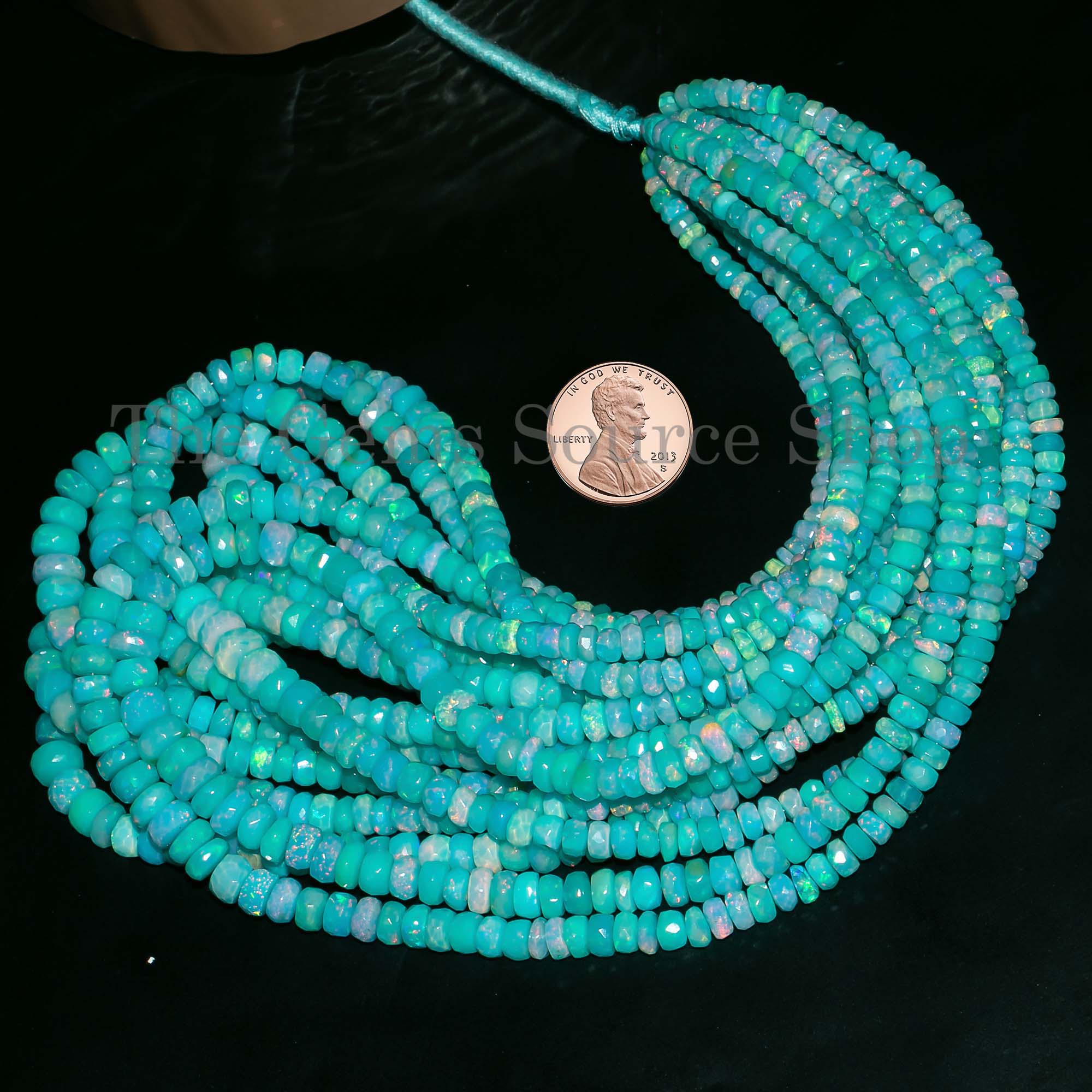 Blue Opal Faceted Rondelle Shape Beads, Blue Opal Rondelle Beads, Gemstone Beads