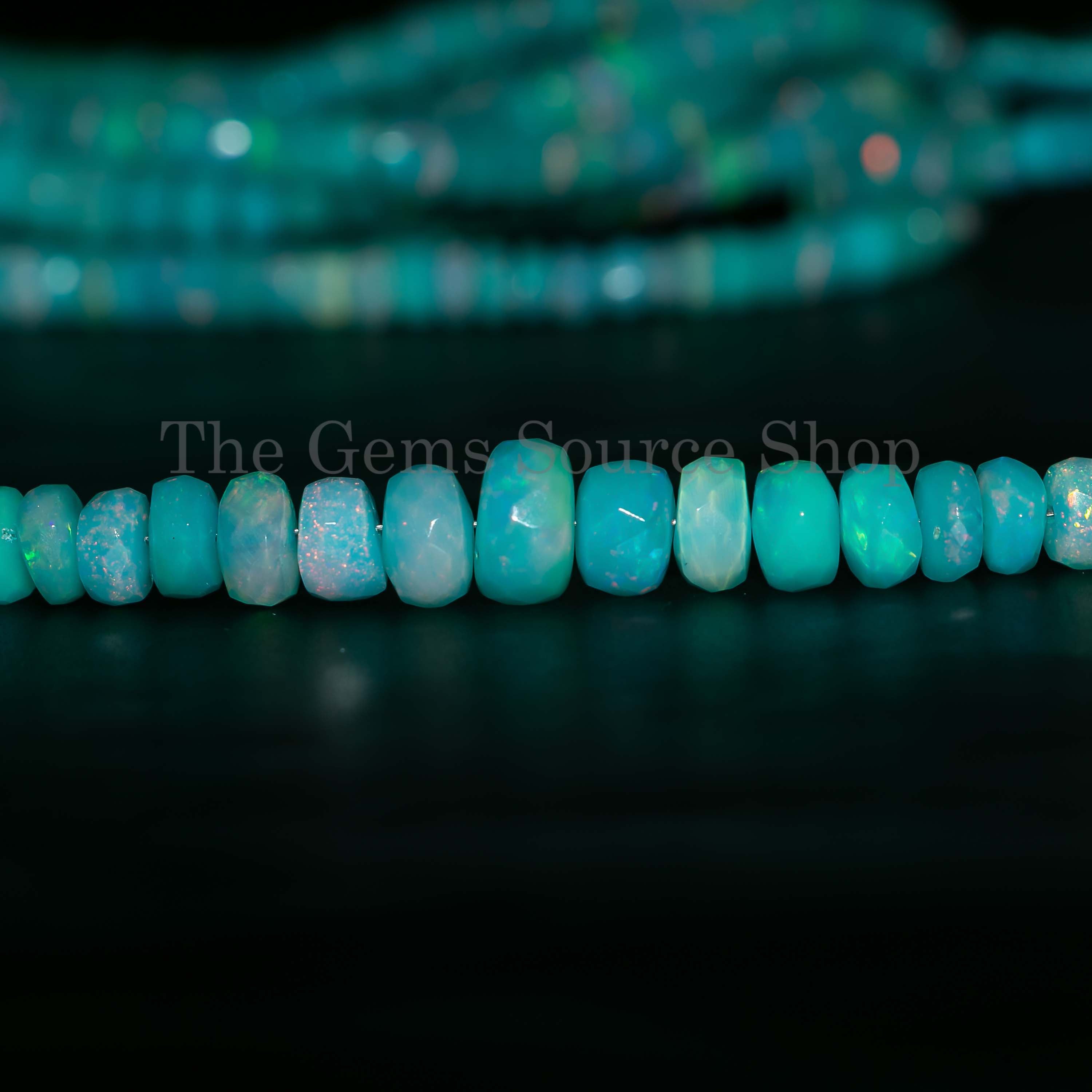 Blue Opal Faceted Rondelle Shape Beads, Blue Opal Rondelle Beads, Gemstone Beads