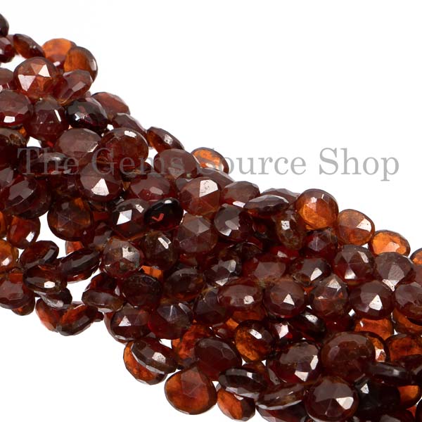 Natural Hessonite Garnet Faceted Heart Briolette, Hessonite Garnet Beads, Gemstone Beadas