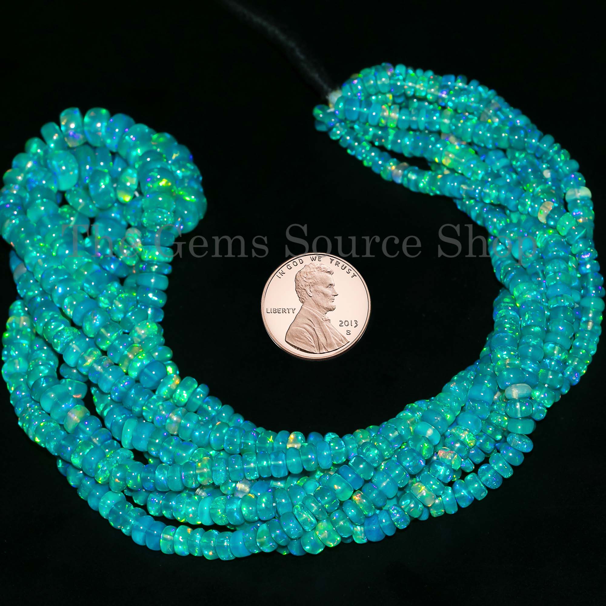 Smooth Plain Blue Opal Rondelle Beads, 3-5mm Blue Opal Rondelle, Opal Plain Beads, Blue Opal Beads