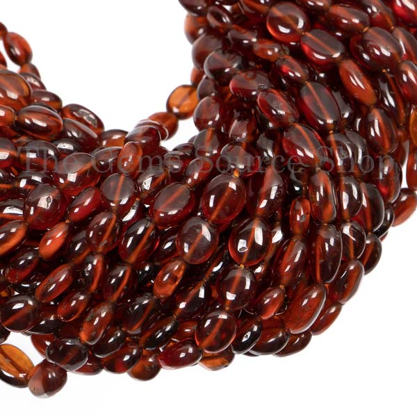 Natural Hessonite Garnet Smooth Oval Briolette, Wholesale Gemstone Beads, Oval Beads