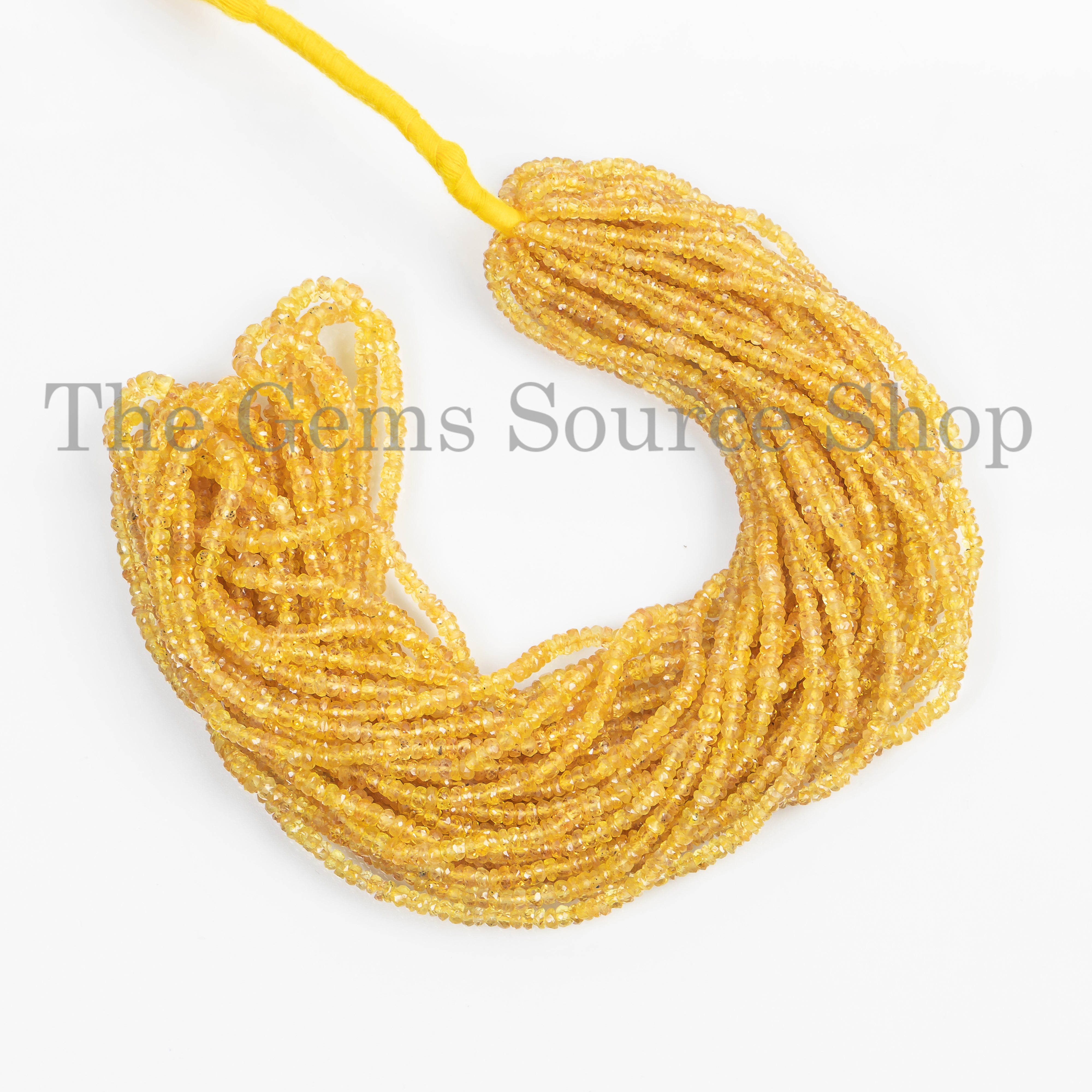 Natural Yellow Sapphire Beads, Sapphire Faceted Rondelle Beads