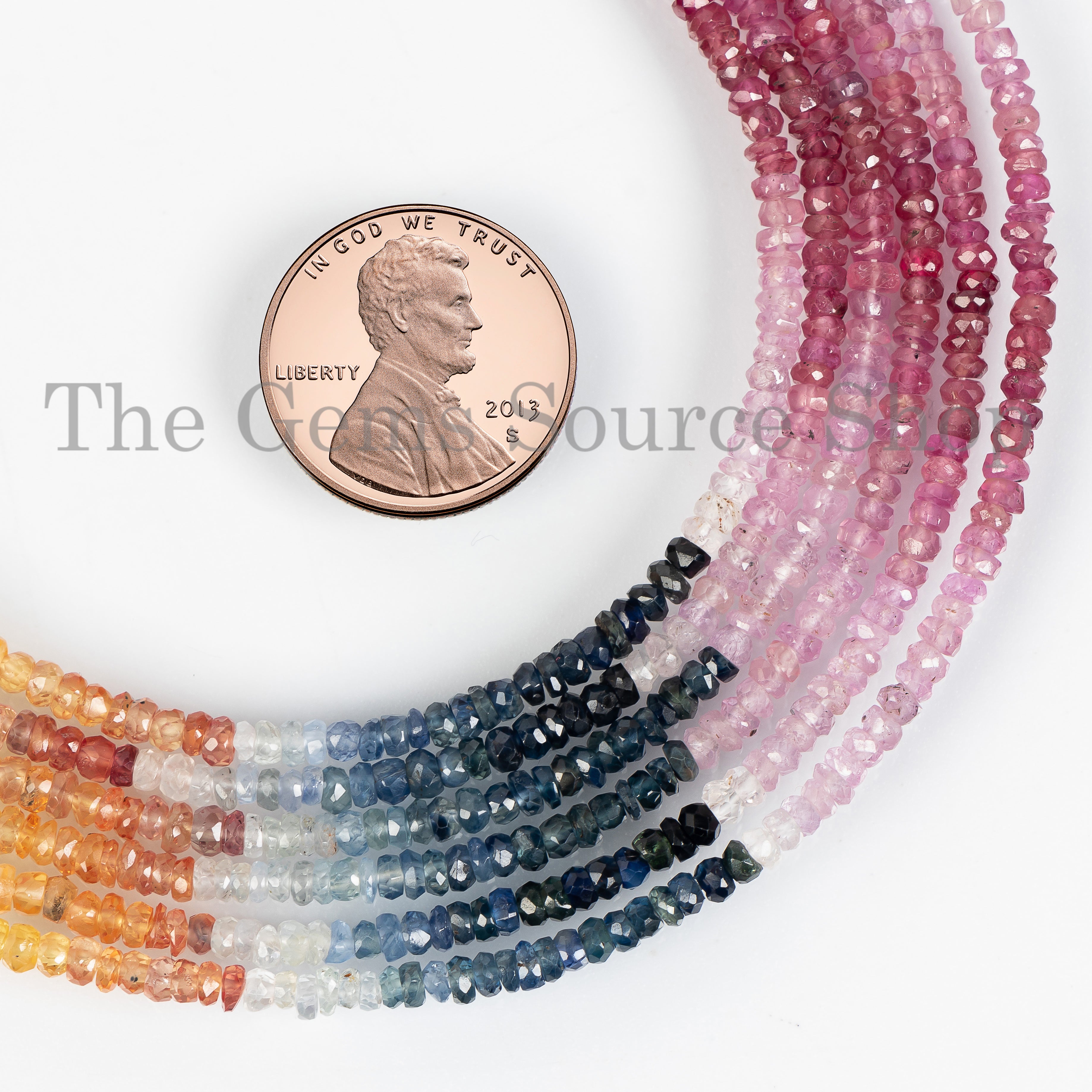 Multi Sapphire Gemstone Beads, Sapphire Faceted Rondelle Beads