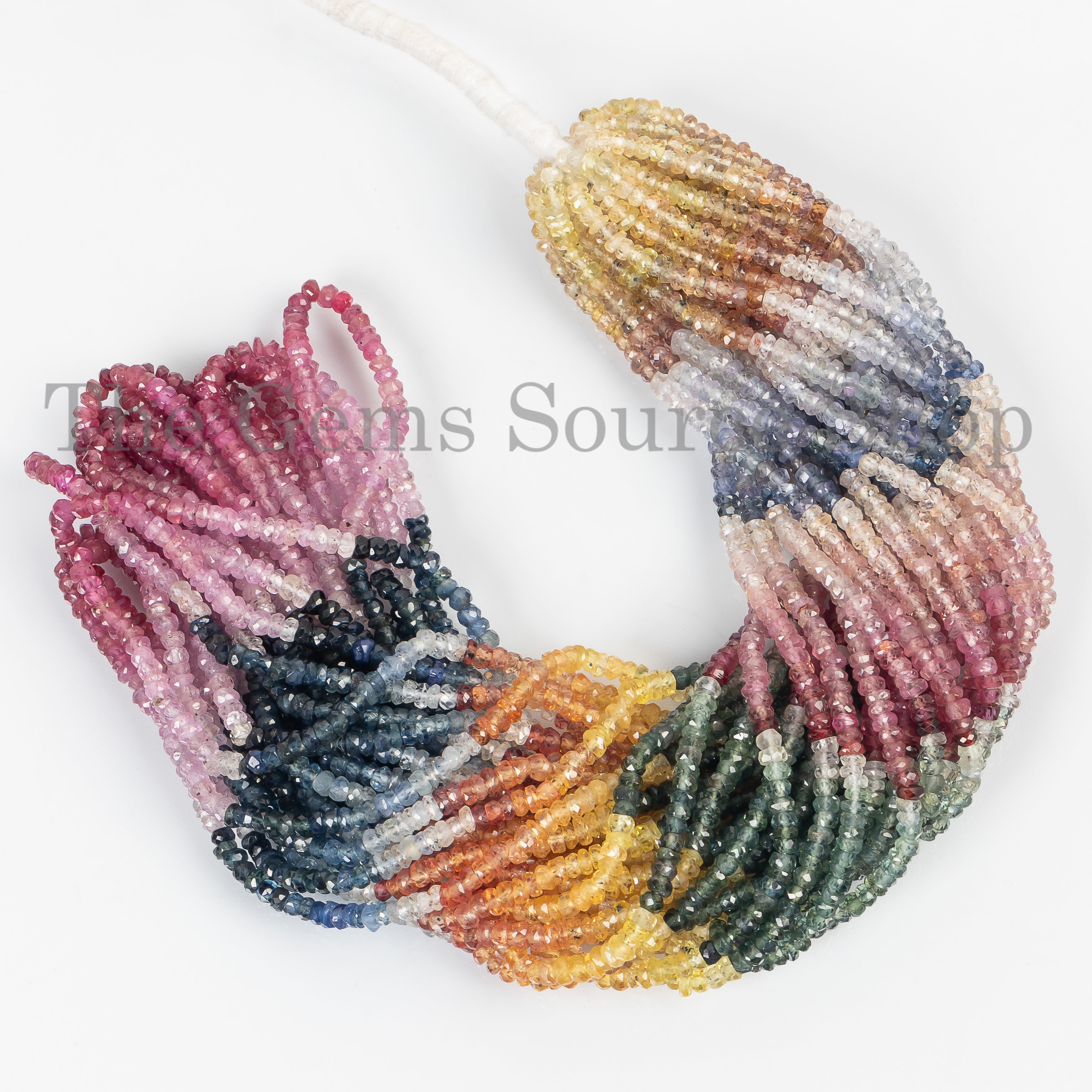 Multi Sapphire Gemstone Beads, Sapphire Faceted Rondelle Beads