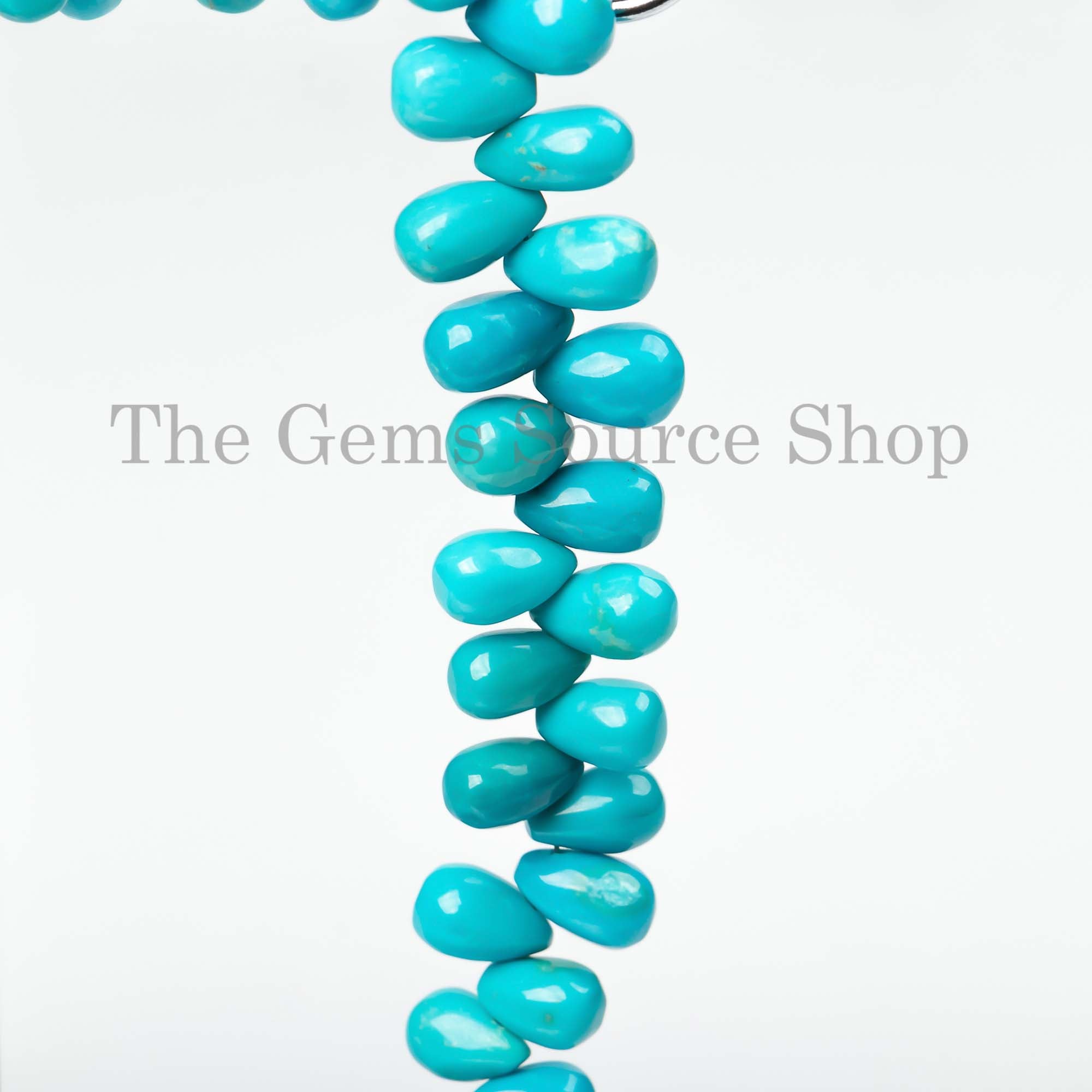 Sleeping Beauty Turquoise Smooth Drop Beads, 4x7-5.5x10mm Sleeping Beauty Turquoise Beads, Turquoise Smooth Tear Drop Briolette, Drop Beads