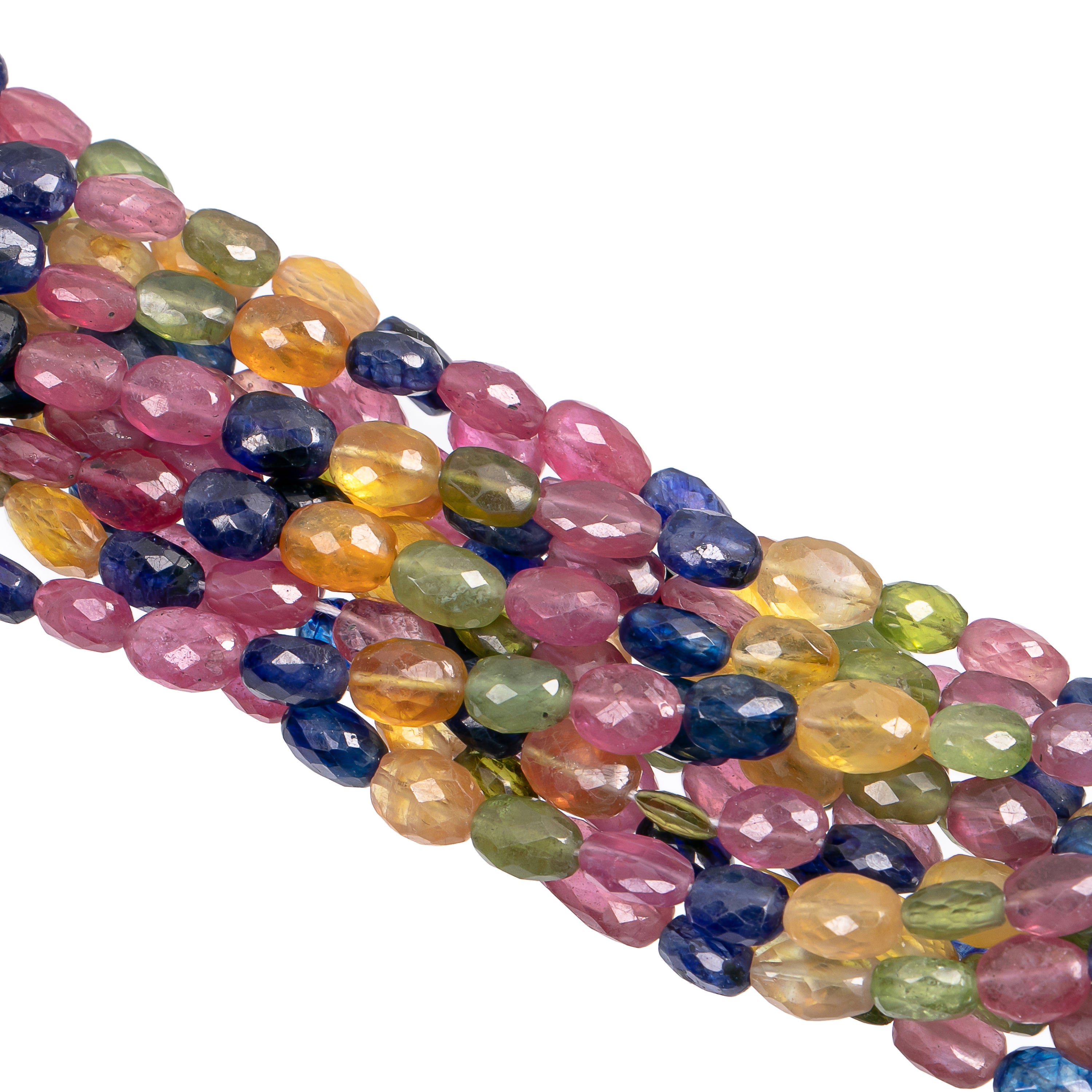 Multi Precious Faceted Oval Shape Gemstone Beads