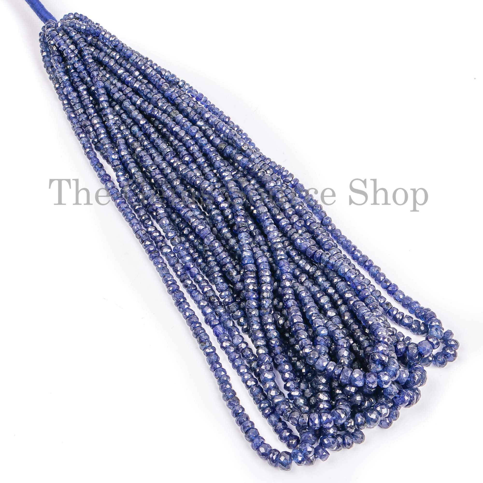 Natural Blue Sapphire Faceted Beads, Blue Sapphire Rondelle Beads, Gemstone Beads