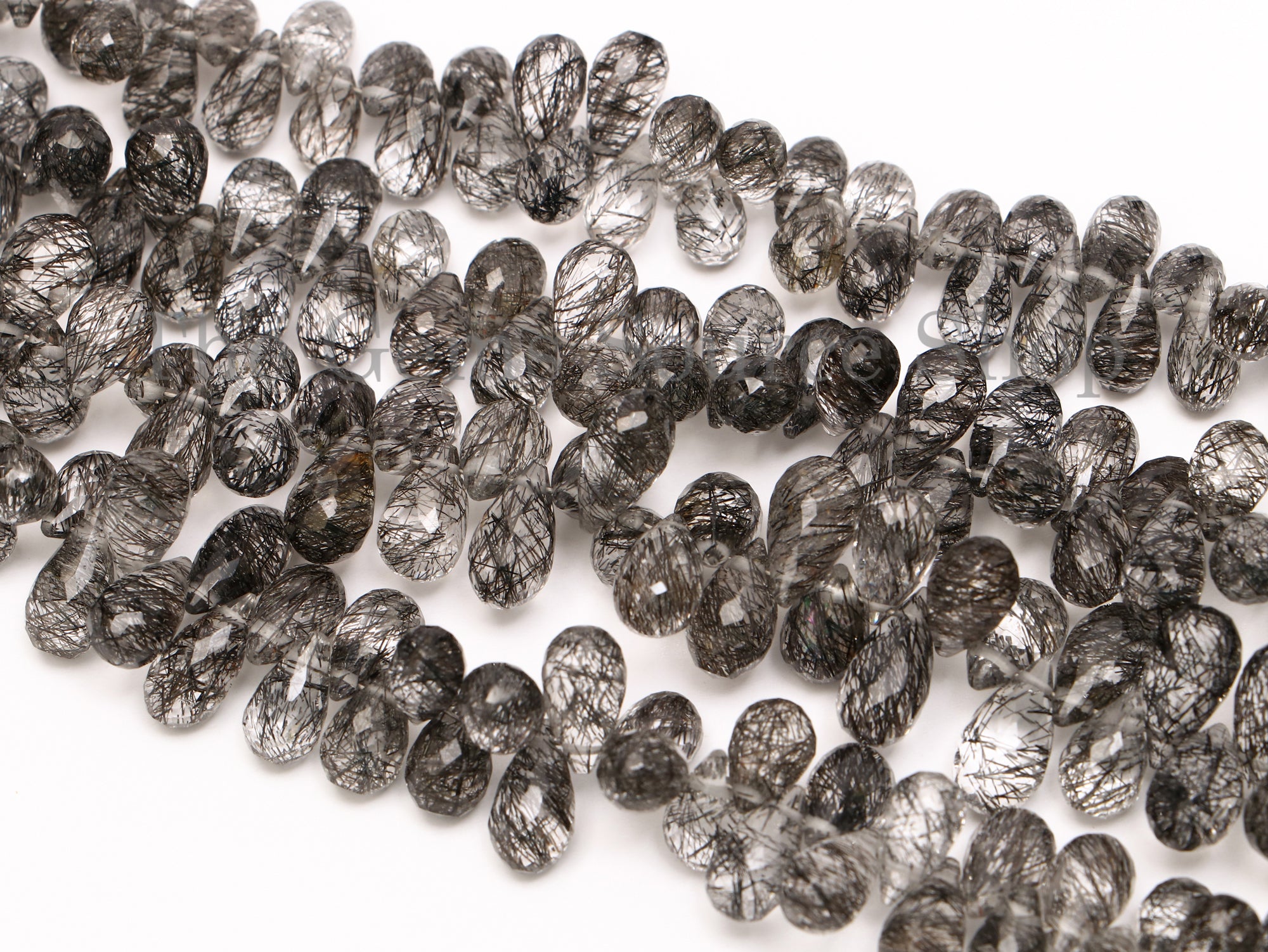 Black Rutile Beads, Black Rutile Drops Shape Beads, Black Rutile Faceted Beads, Black Rutile Gemstone Beads