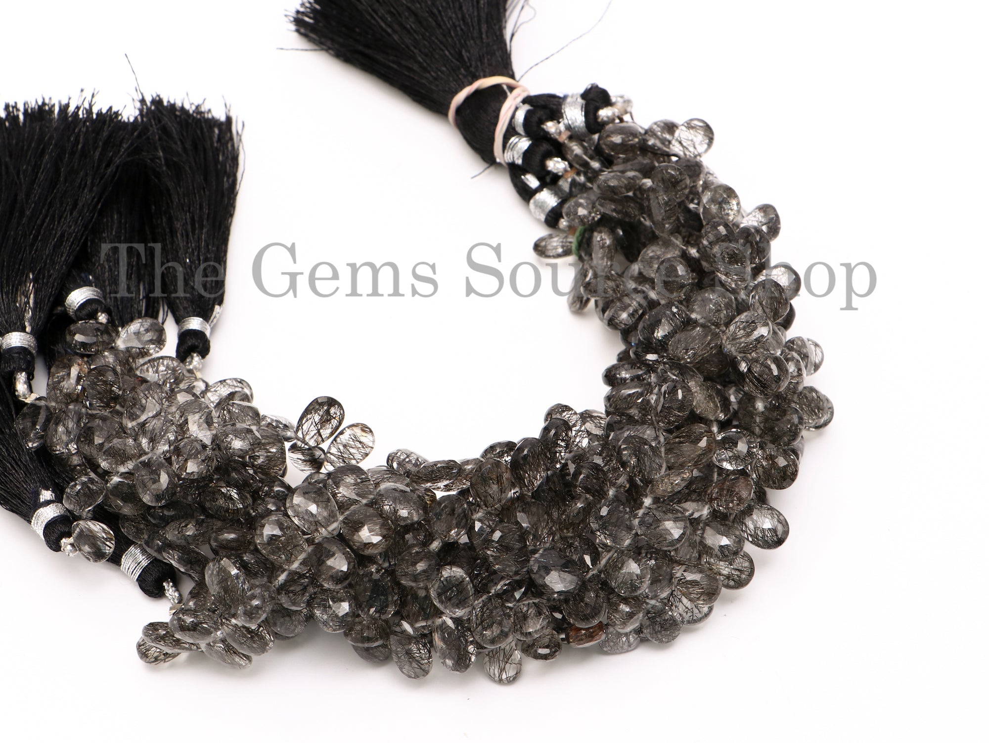 Black Rutile Beads, Black Rutile Faceted Beads, Black Rutile Pear Shape Beads