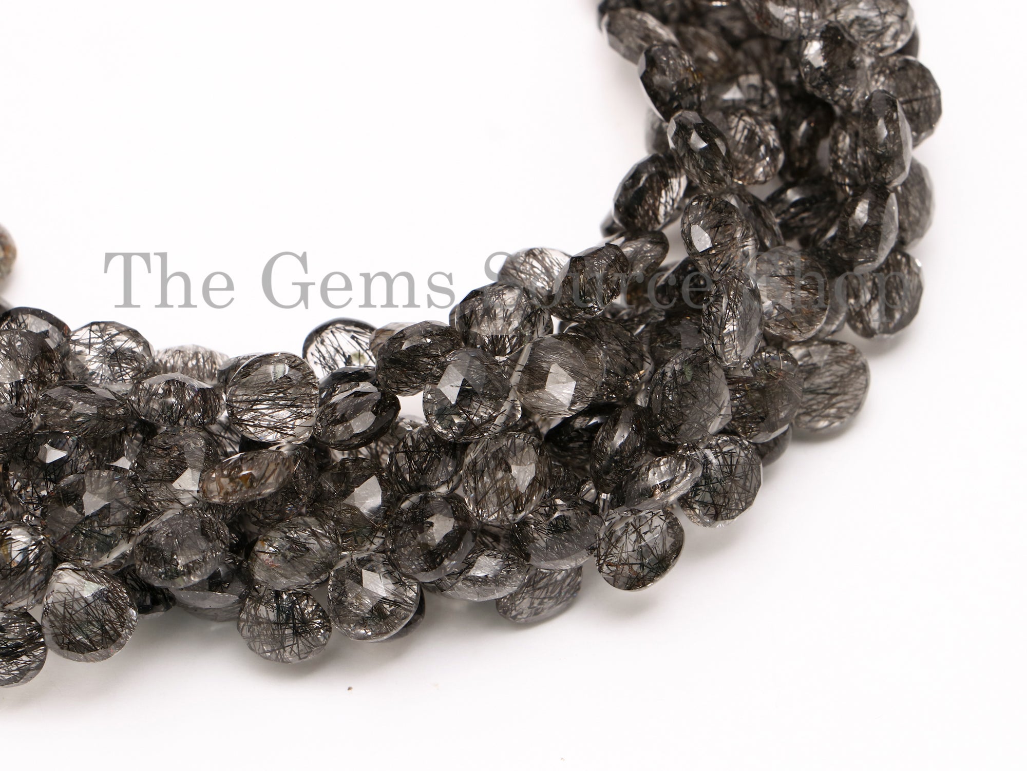 Black Rutile Beads, Rutile Faceted Beads, Rutile Heart Shape Beads, Rutile Gemstone Beads