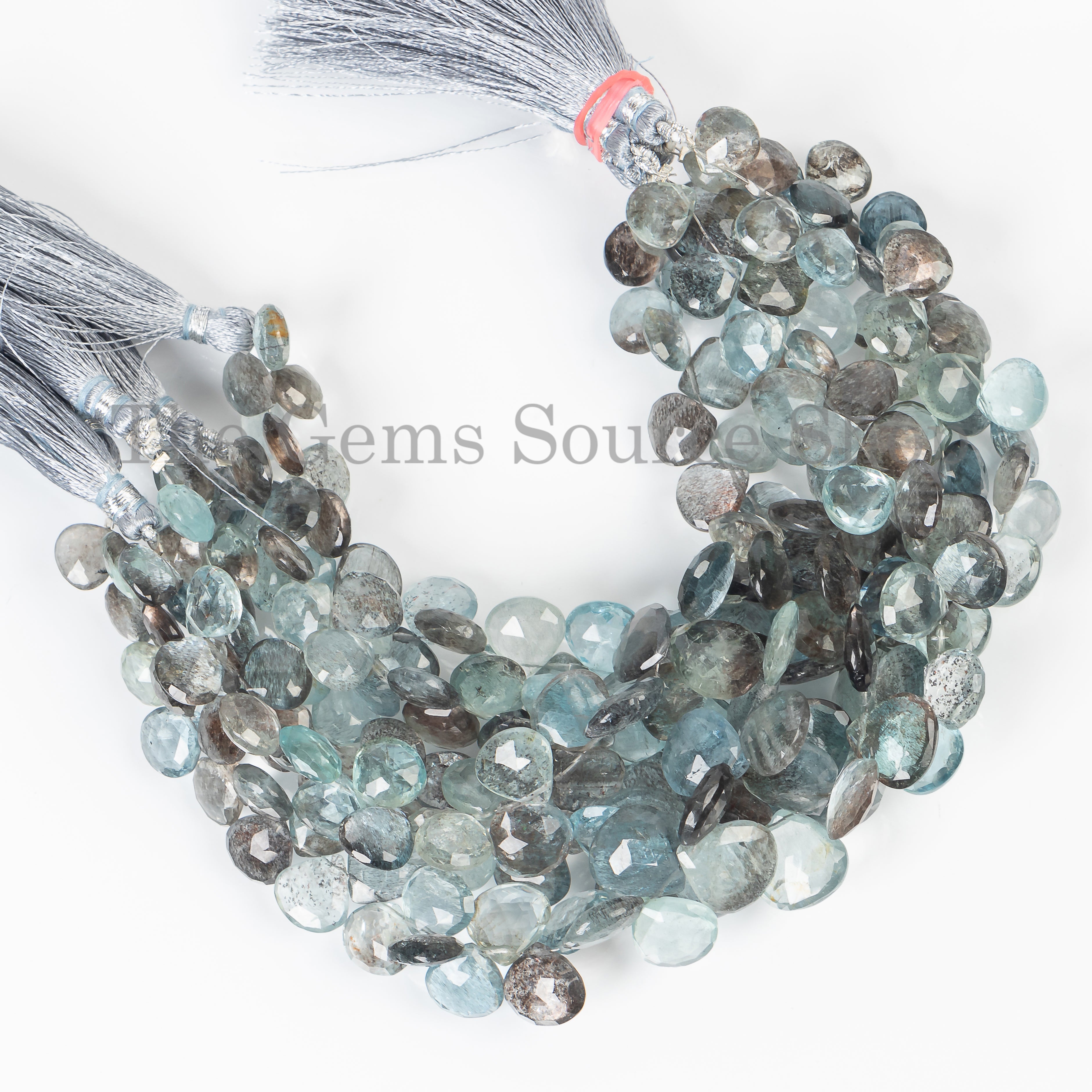 Natural Moss Aquamarine Gemstone Beads, 9-11 mm Aquamarine Faceted Heart Shape Beads