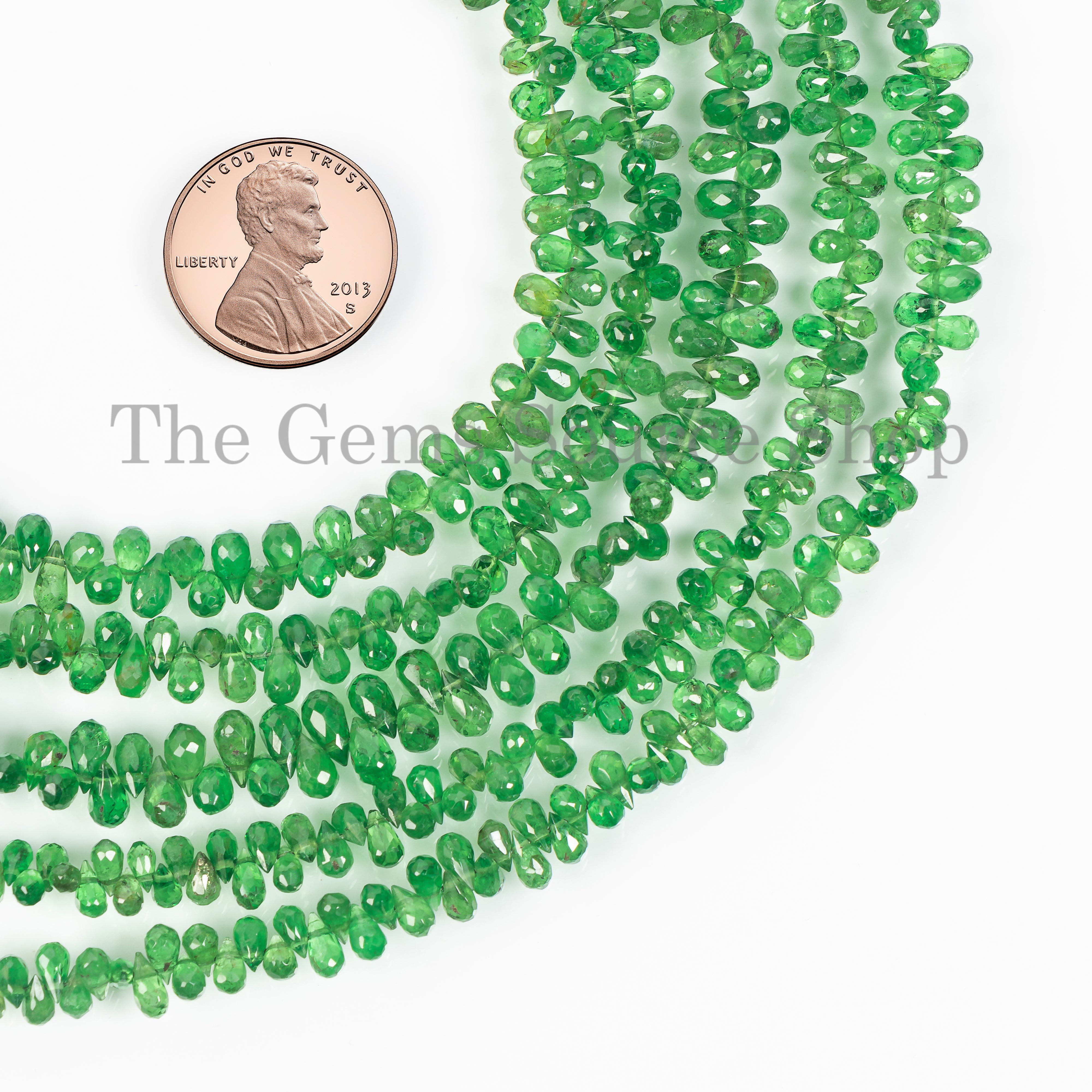Top Quality Tsavorite Gemstone Beads, Tsavorite Faceted Drops Shape Beads