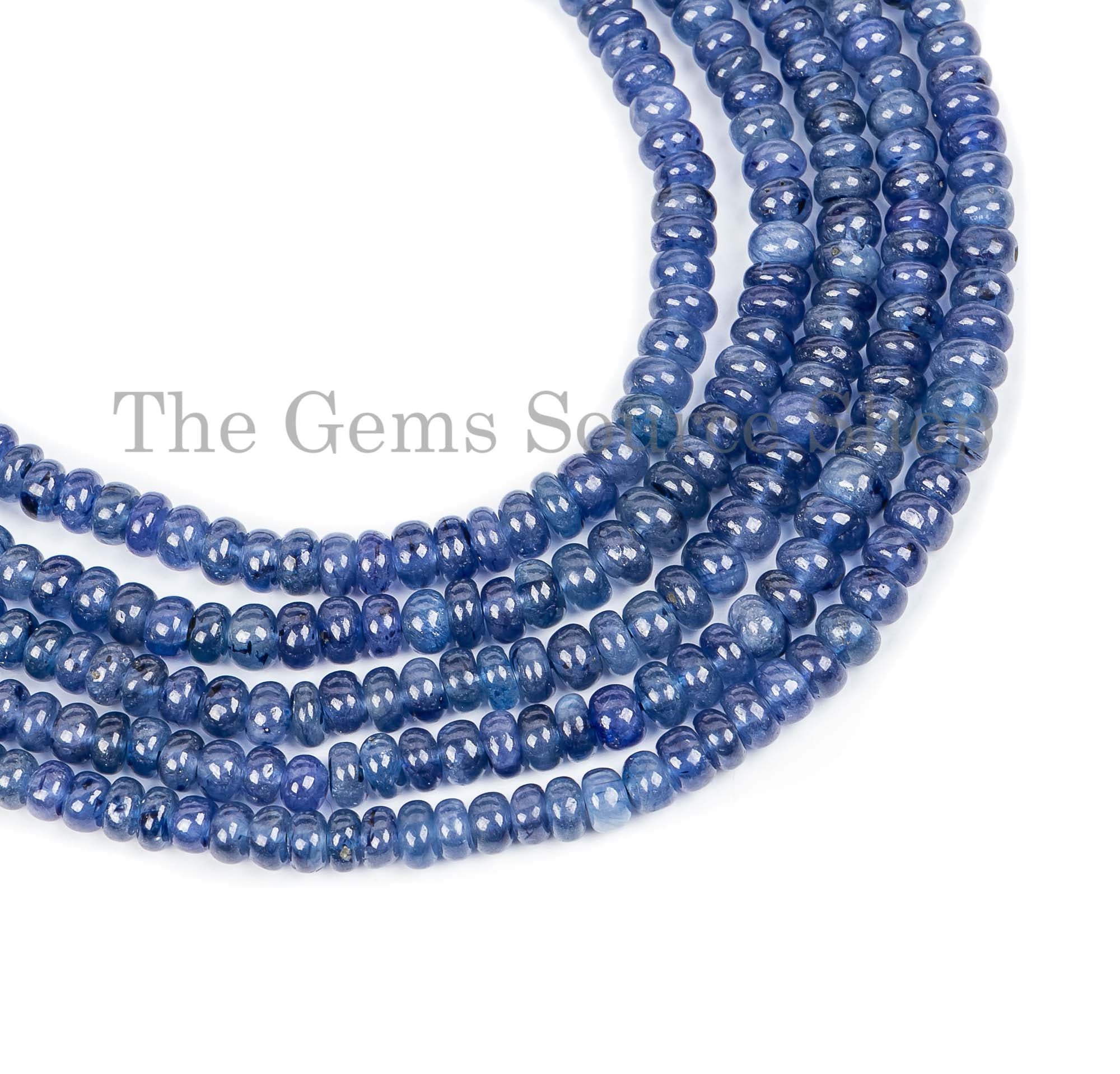 Natural Blue Sapphire Beads, Sapphire Smooth Rondelle Beads, Plain Blue Sapphire Beads