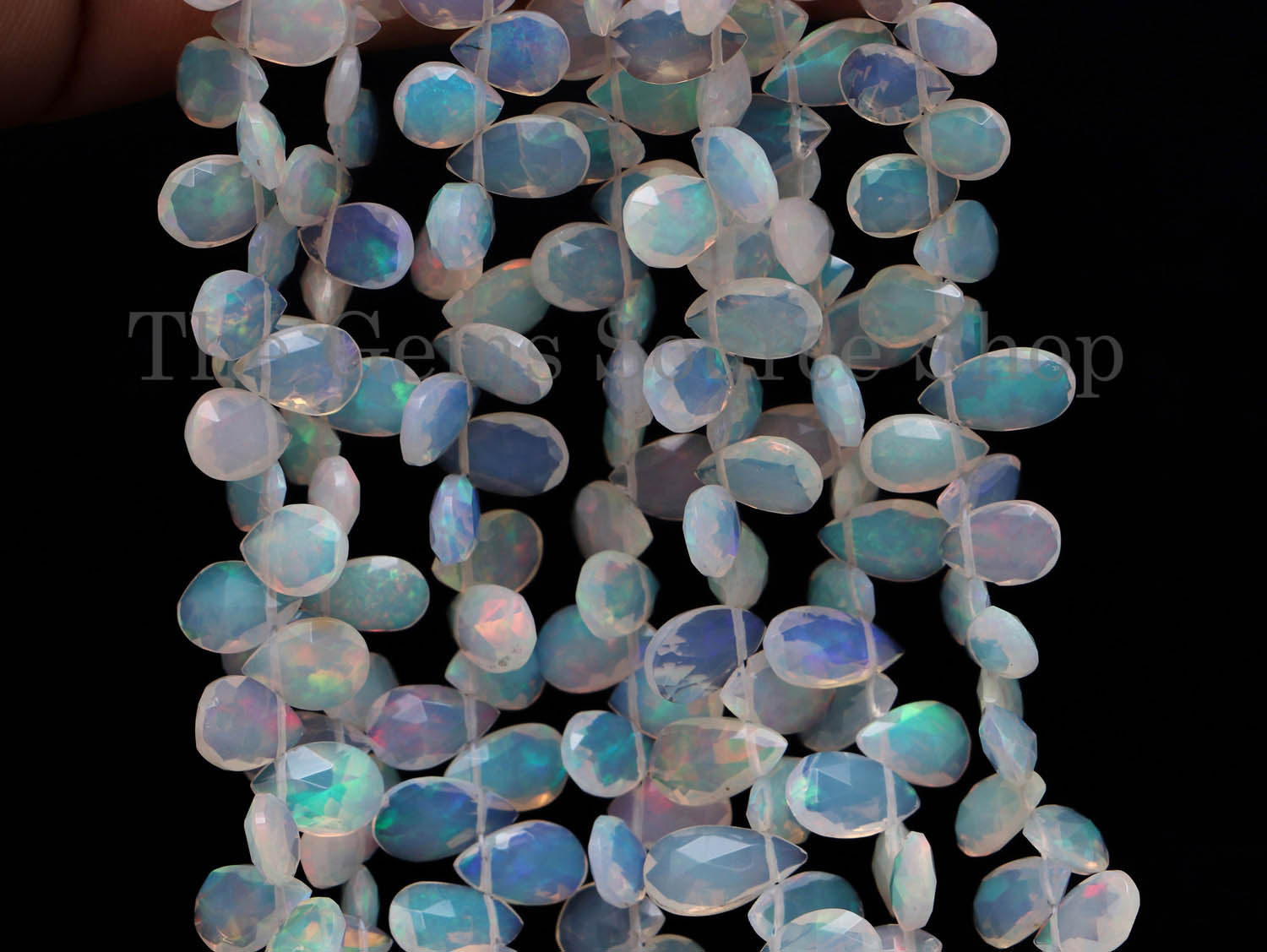 Natural Ethiopian Opal Gemstone Beads, Opal Faceted Pear Shape Beads