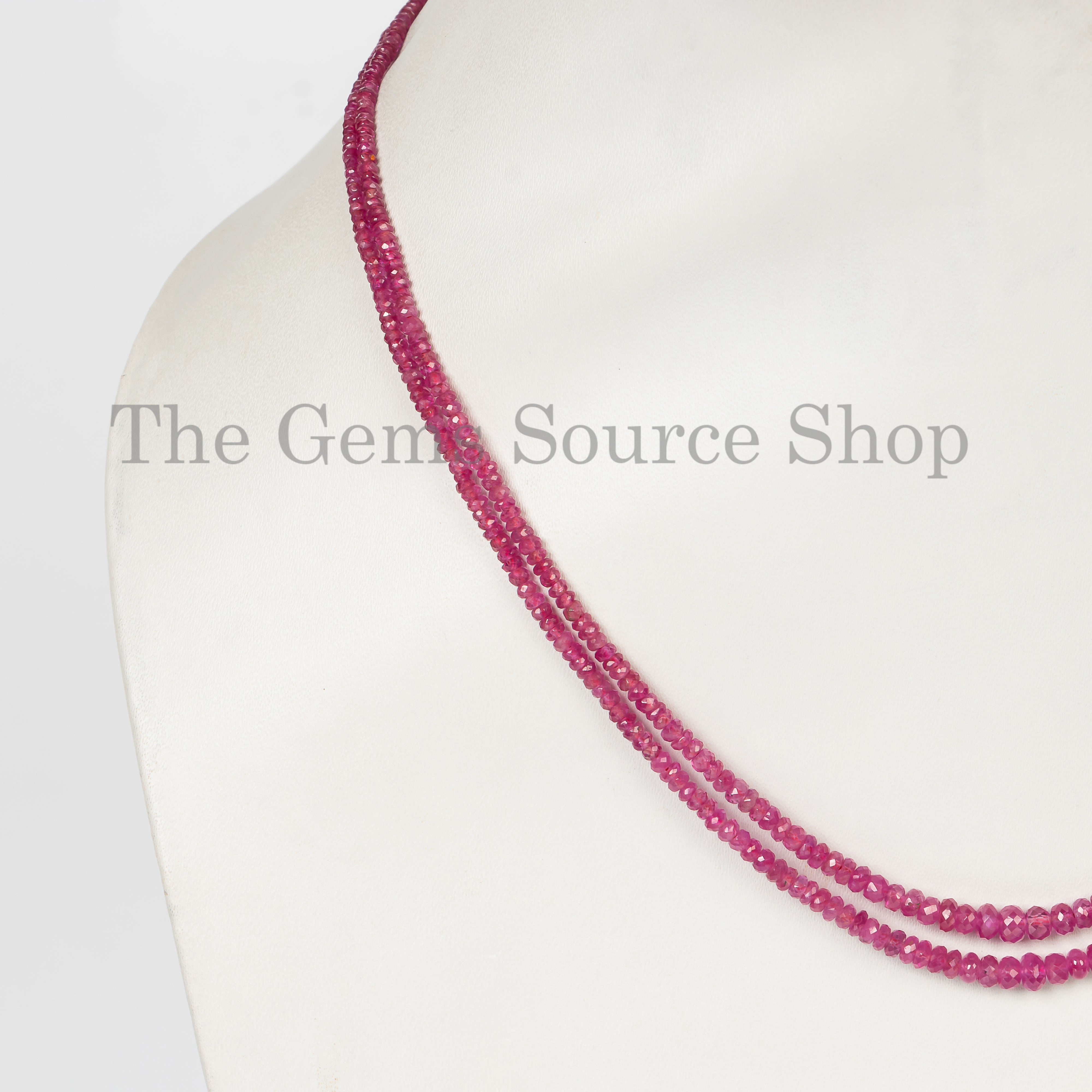 Top Quality Natural Burma Ruby Necklace, Ruby Faceted Rondelle Necklace