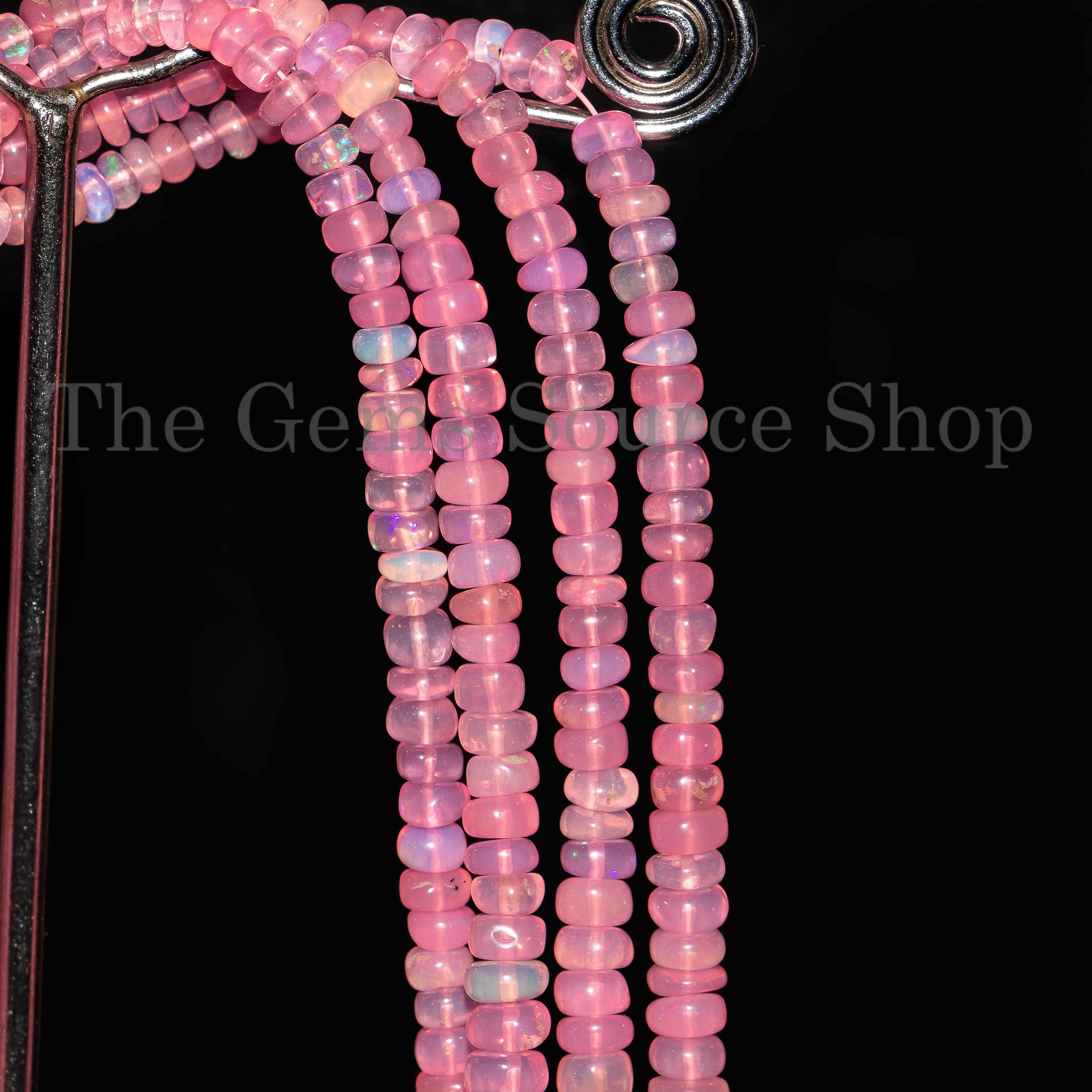 Pink Ethiopian Opal Gemstone Beads, Opal Smooth Rondelle Beads