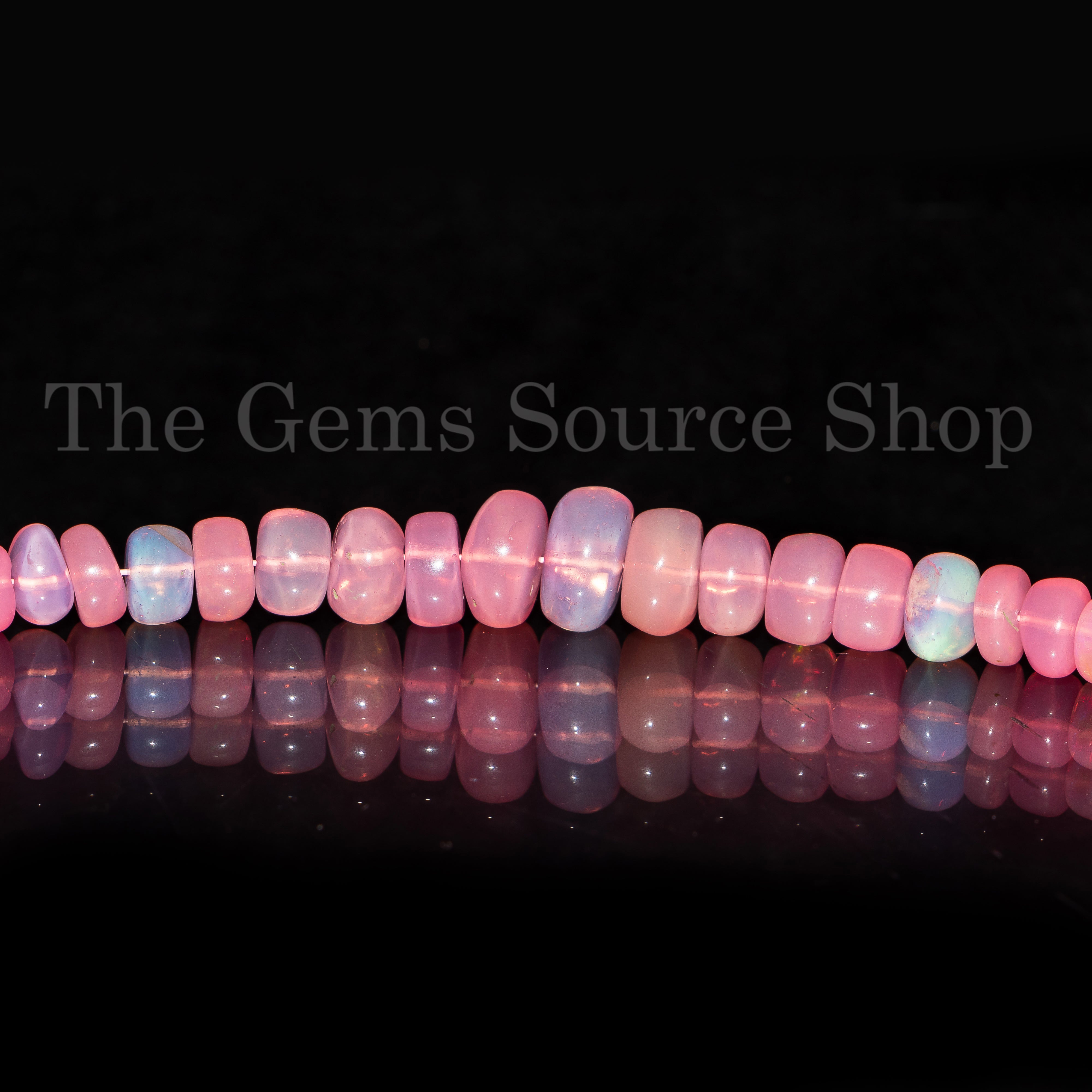 Pink Ethiopian Opal Gemstone Beads, Opal Smooth Rondelle Beads
