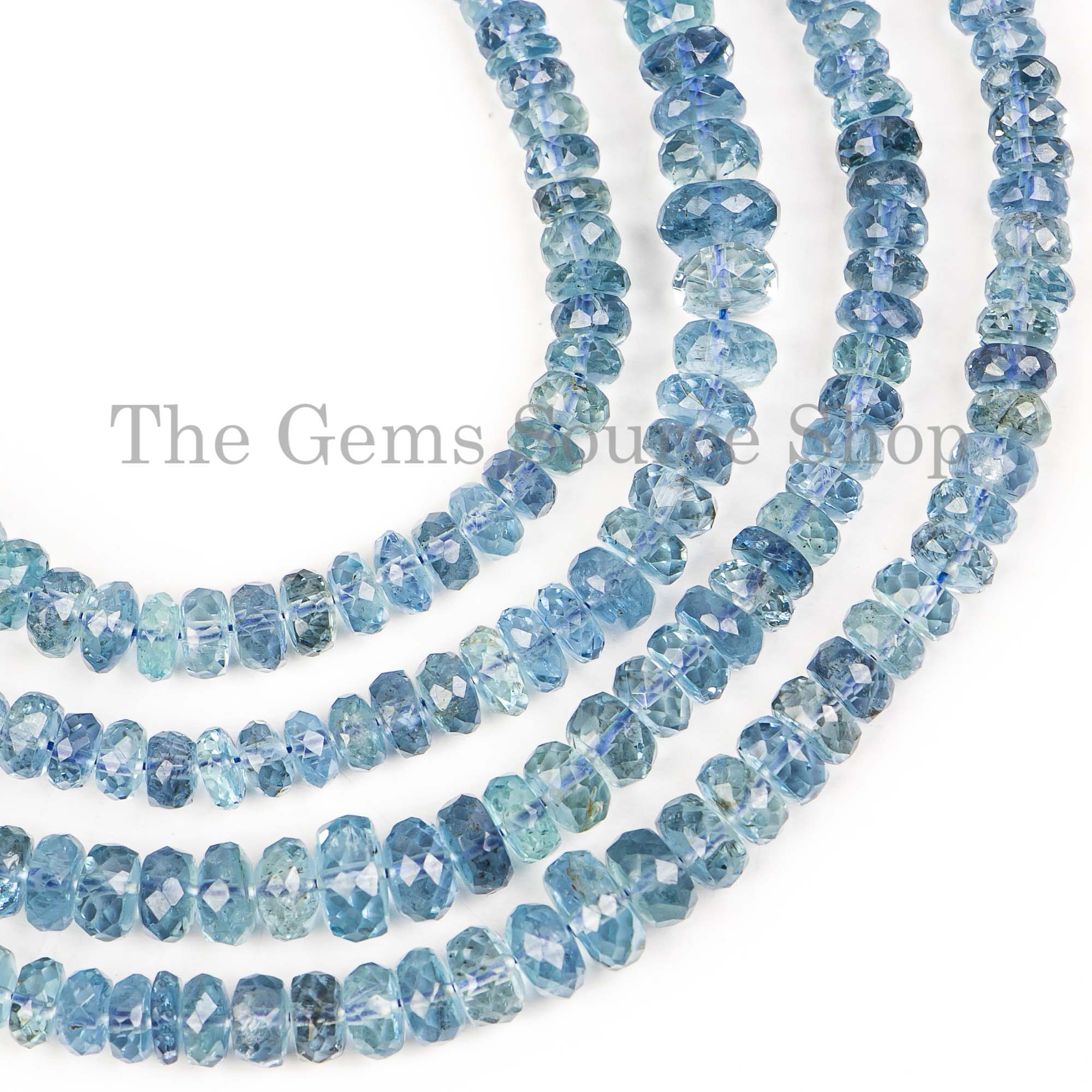 Top Quality Santa Maria Aquamarine Beads, Aquamarine Faceted Beads, Aquamarine Rondelle Shape Beads