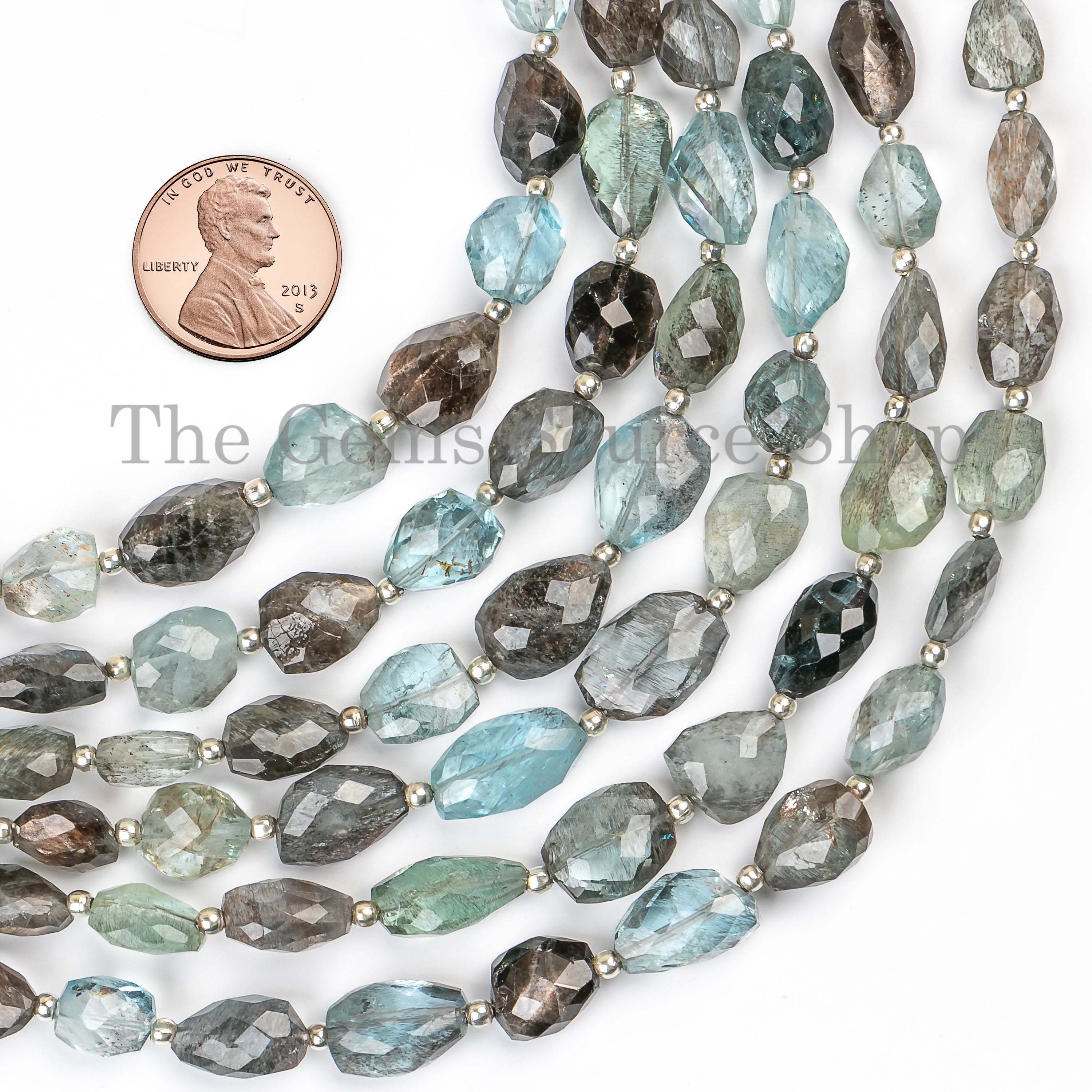Moss Aquamarine Faceted Fancy Nugget Beads Aquamarine Gemstone Beads