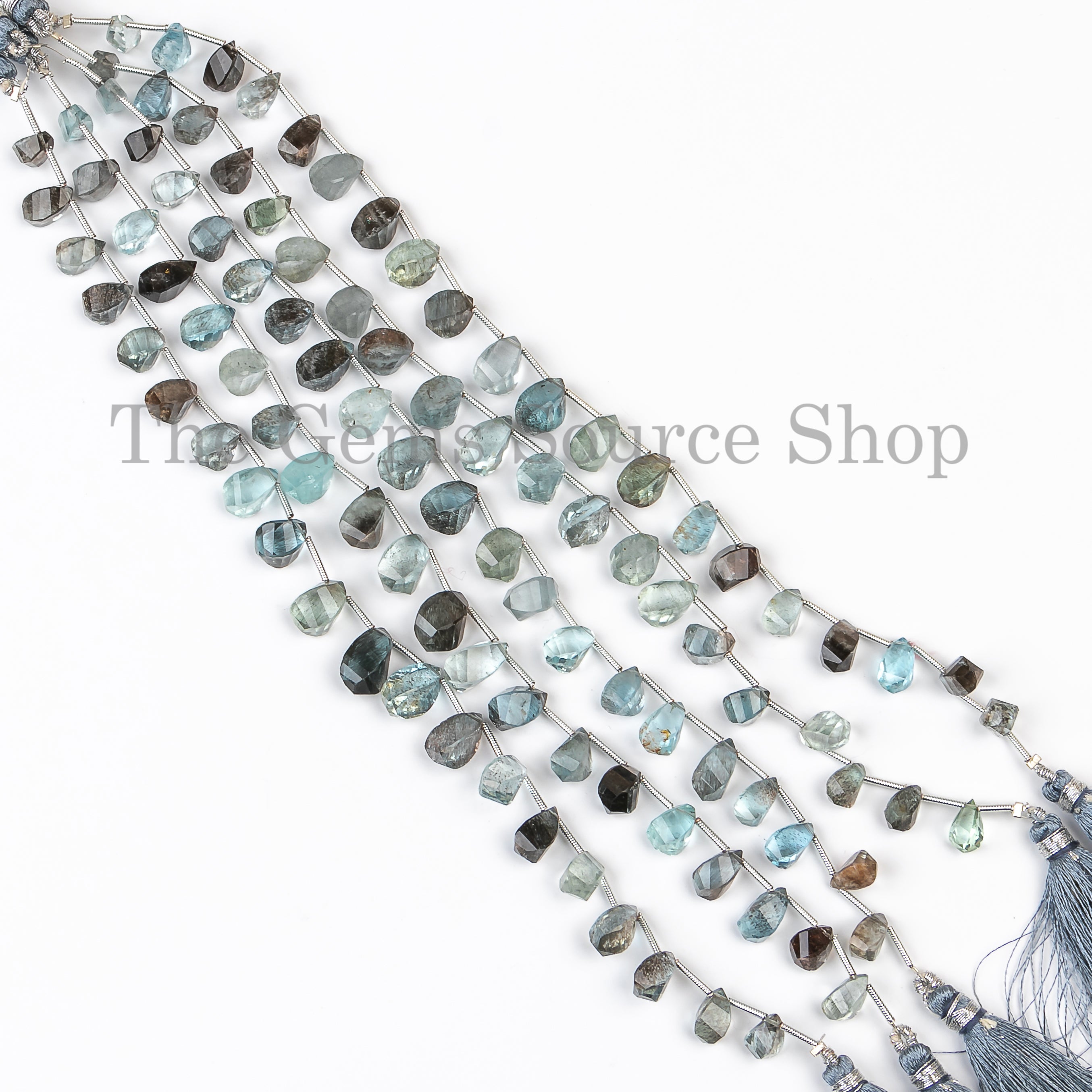Mossa Aquamarine Twisted Drop Shape Beads, Aquamarine Beads