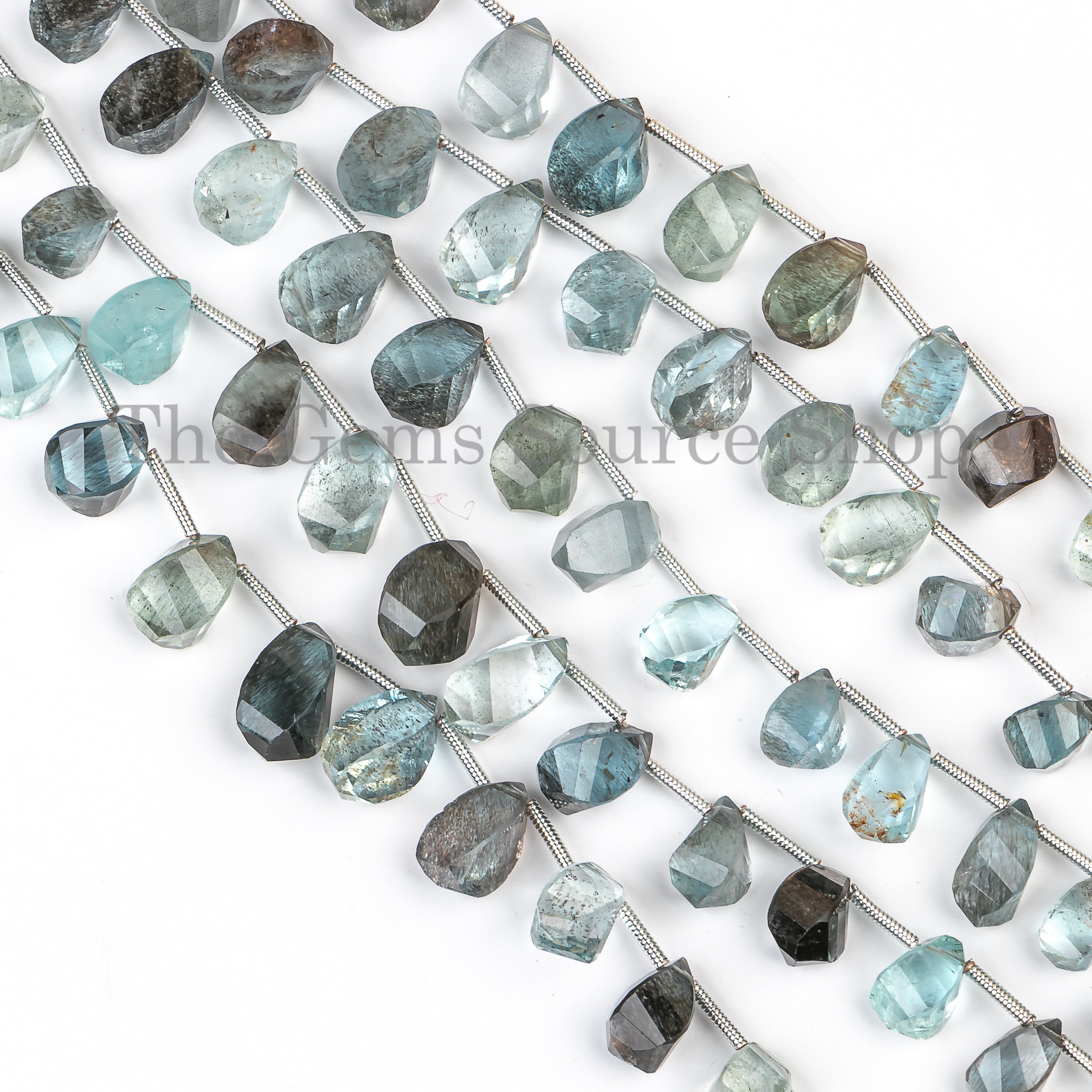 Mossa Aquamarine Twisted Drop Shape Beads, Aquamarine Beads