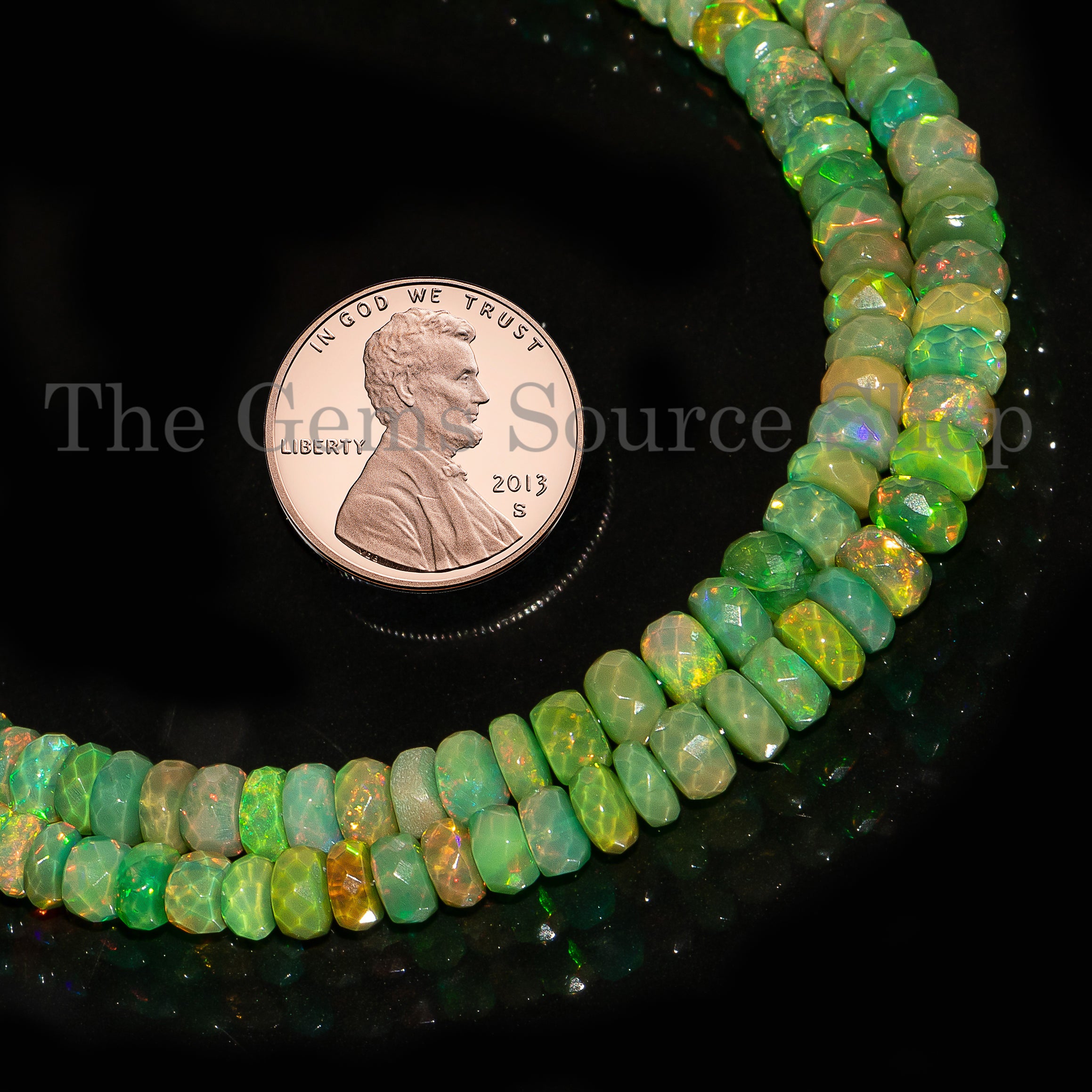 Green Opal Beads, Opal Faceted Rondelle Beads, Opal Gemstone Beads