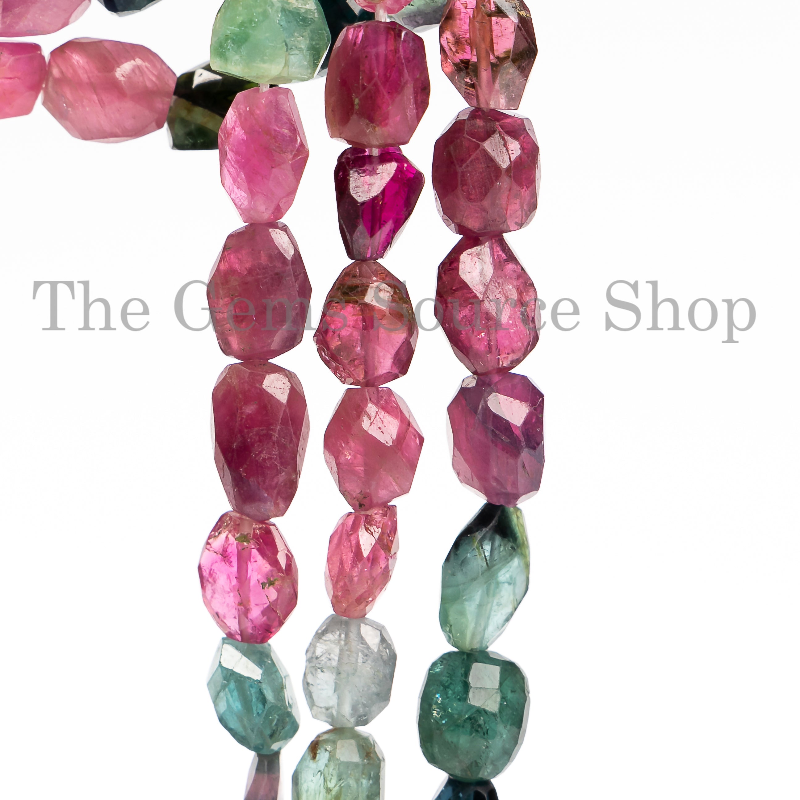 Multi Tourmaline Faceted Nugget Shape Gemstone Beads For Jewelry Making, For Necklace