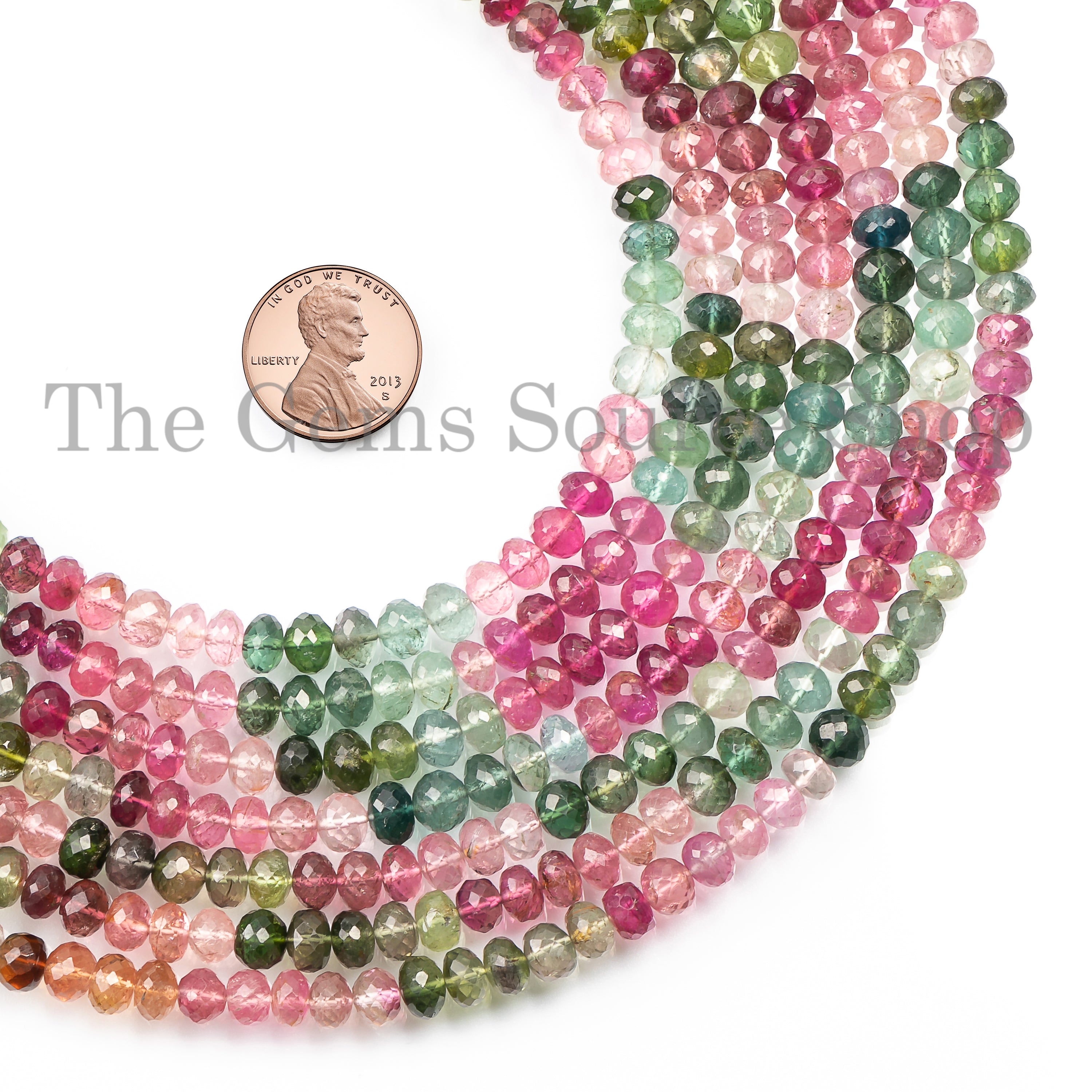 Multi Tourmaline Faceted Rondelle Shape Beads AAA Gems for jewelry making drilled beads strand