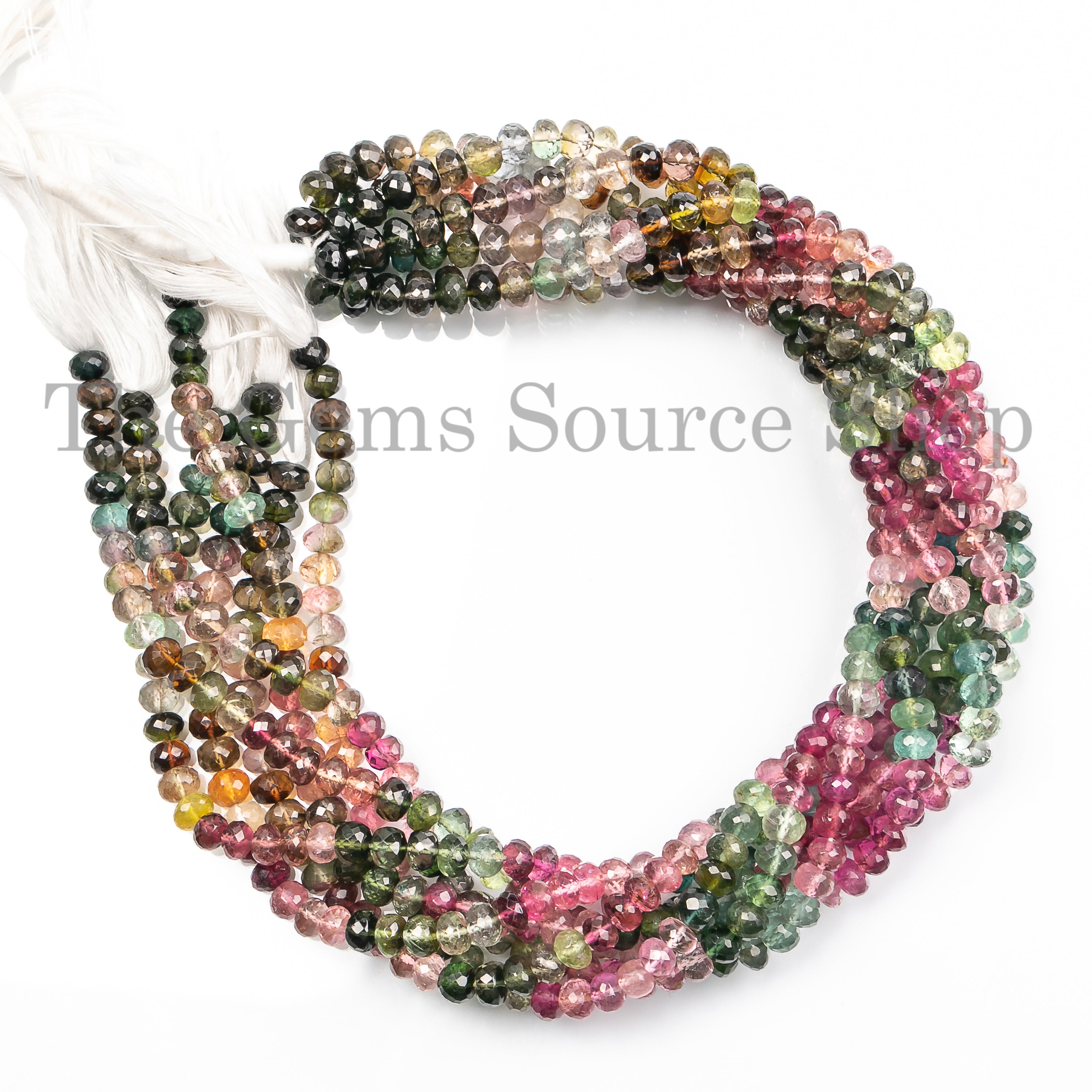 Multi Tourmaline Faceted Rondelle Shape Beads AAA Gems for jewelry making drilled beads strand